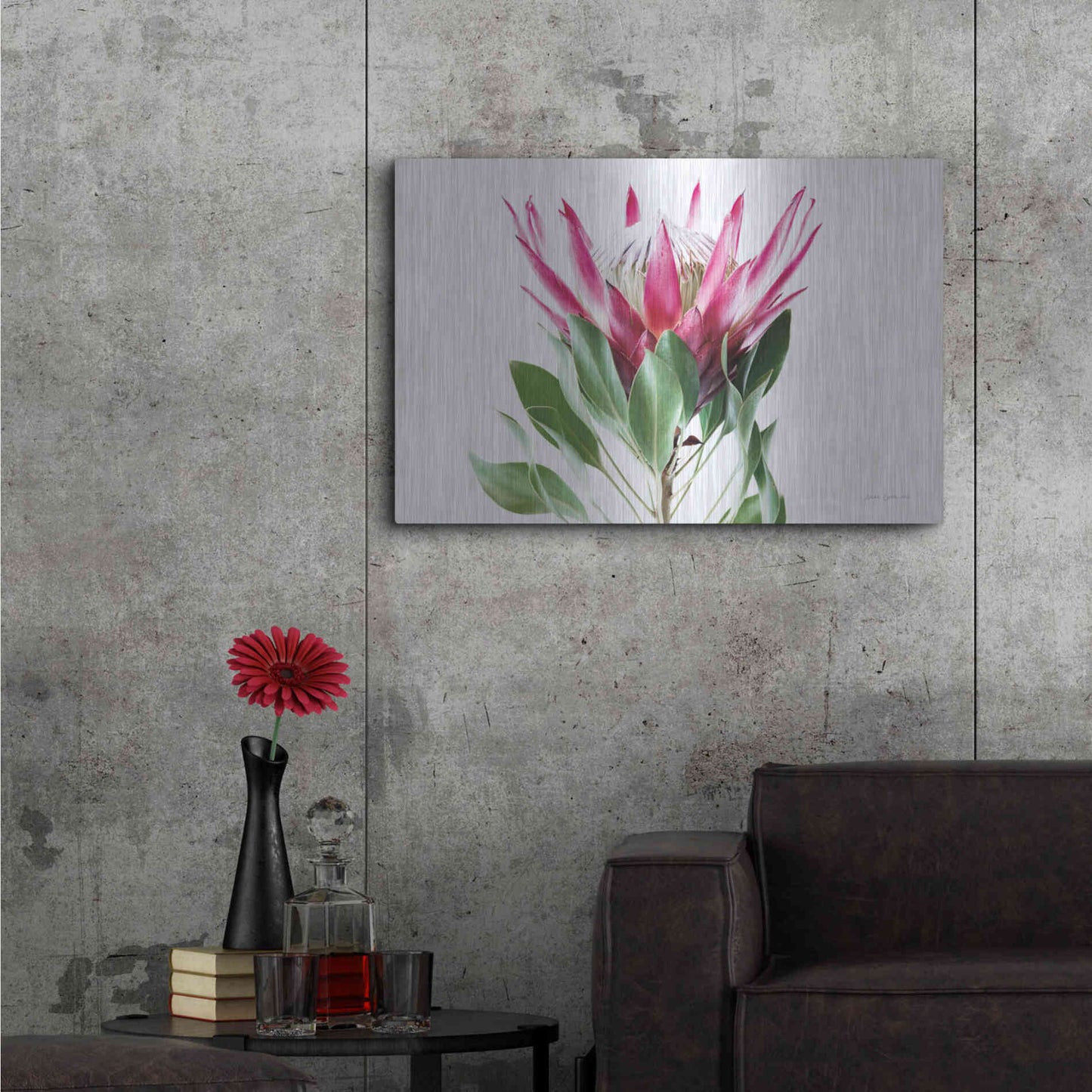 Luxe Metal Art 'Bold Protea I' by Elise Catterall, Metal Wall Art,36x24