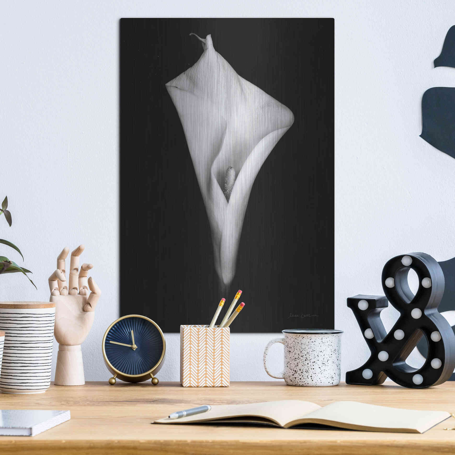 Luxe Metal Art 'Elegant Calla I' by Elise Catterall, Metal Wall Art,12x16