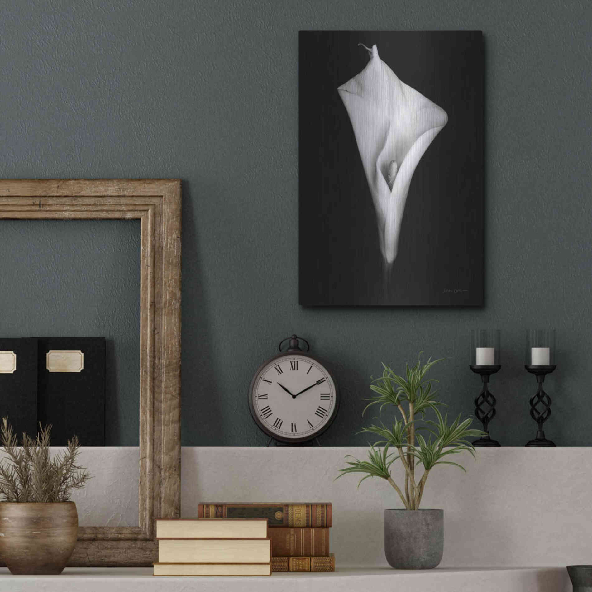 Luxe Metal Art 'Elegant Calla I' by Elise Catterall, Metal Wall Art,12x16