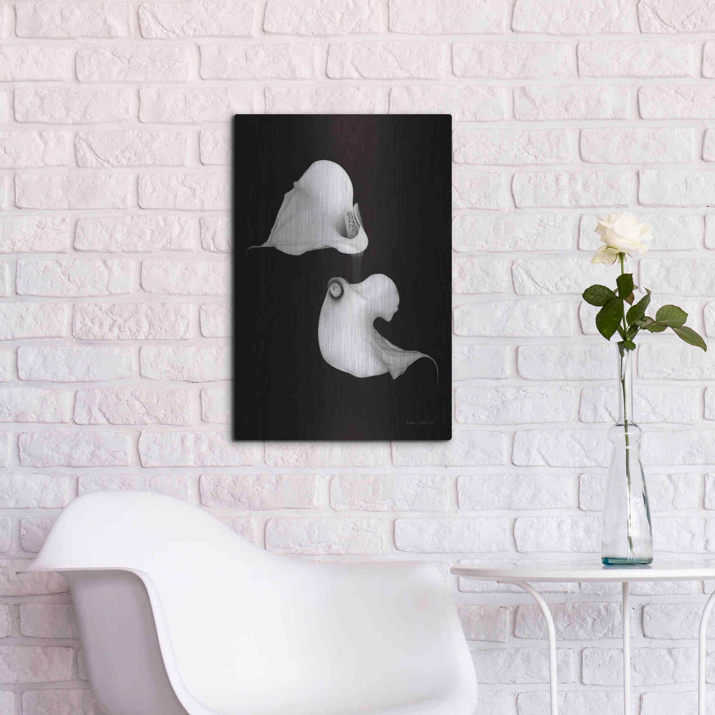 Luxe Metal Art 'Elegant Calla II' by Elise Catterall, Metal Wall Art,16x24