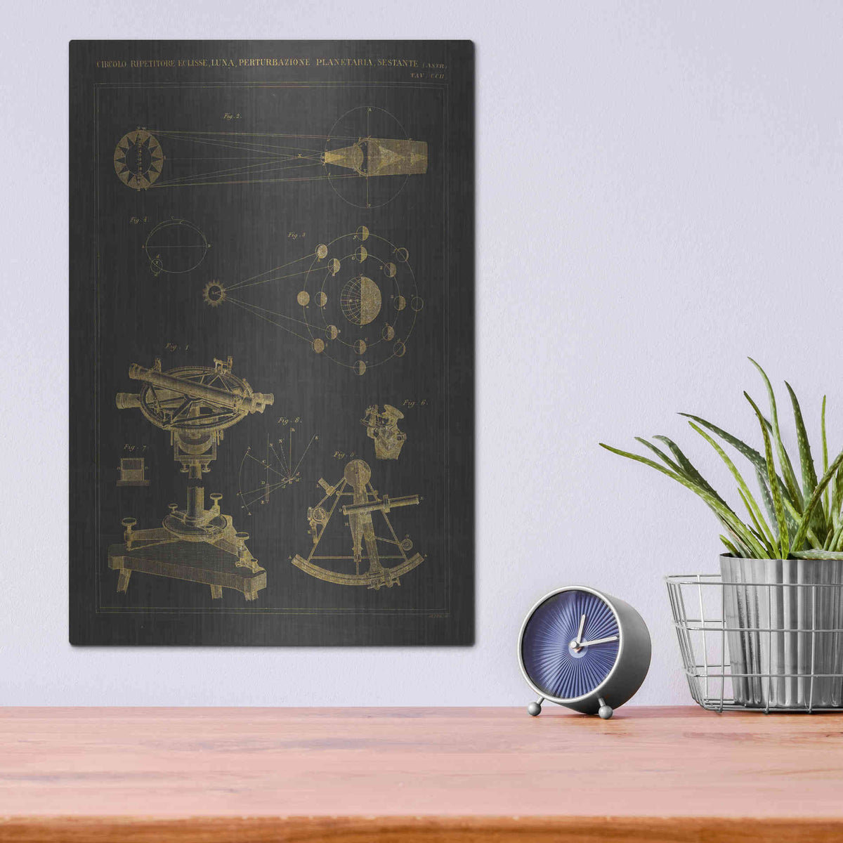 Luxe Metal Art 'Astronomical Chart II' by Wild Apple Portfolio, Metal Wall Art,12x16