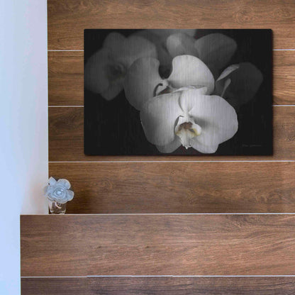 Luxe Metal Art 'White Orchid I' by Elise Catterall, Metal Wall Art,16x12