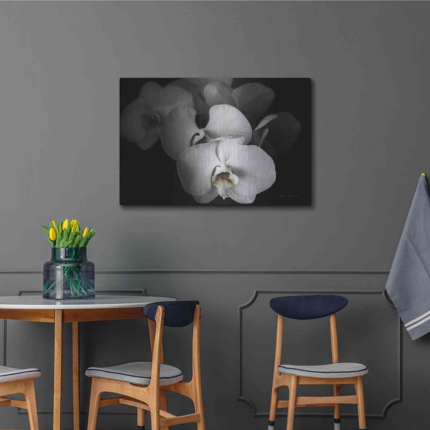 Luxe Metal Art 'White Orchid I' by Elise Catterall, Metal Wall Art,36x24