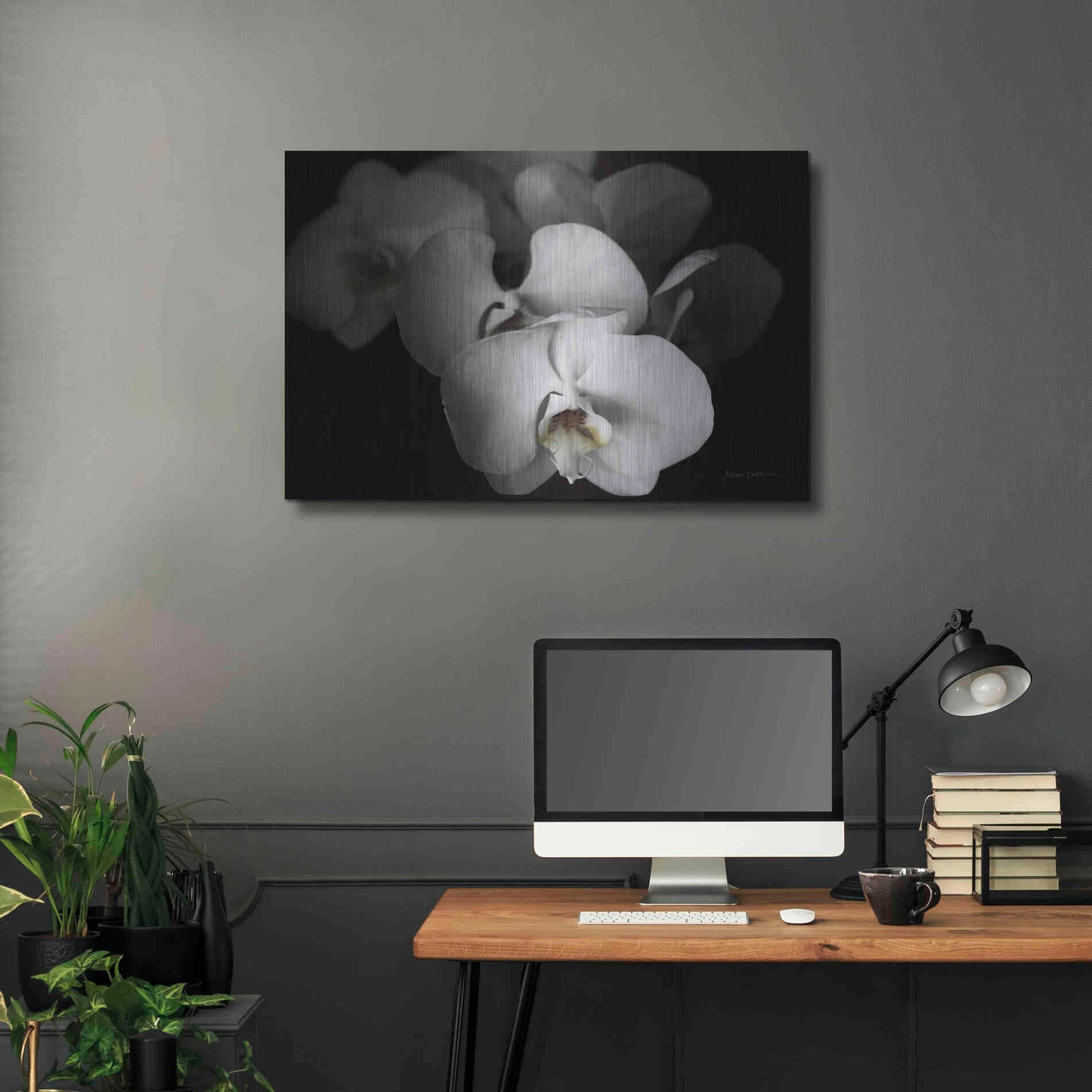 Luxe Metal Art 'White Orchid I' by Elise Catterall, Metal Wall Art,36x24