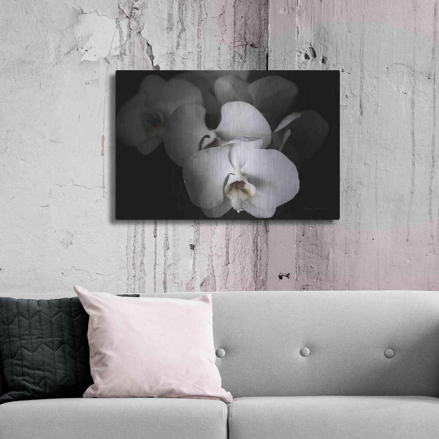 Luxe Metal Art 'White Orchid I' by Elise Catterall, Metal Wall Art,36x24