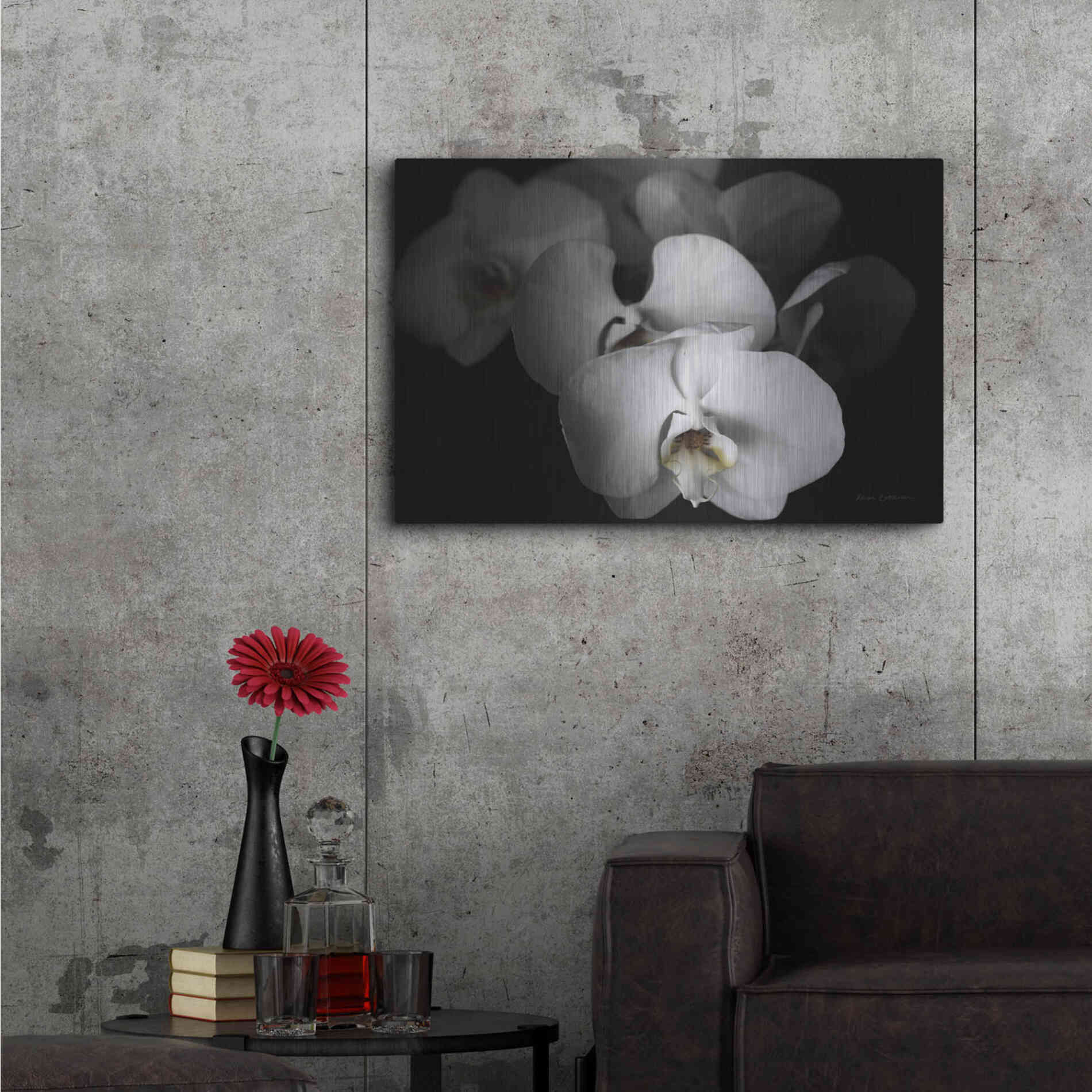 Luxe Metal Art 'White Orchid I' by Elise Catterall, Metal Wall Art,36x24