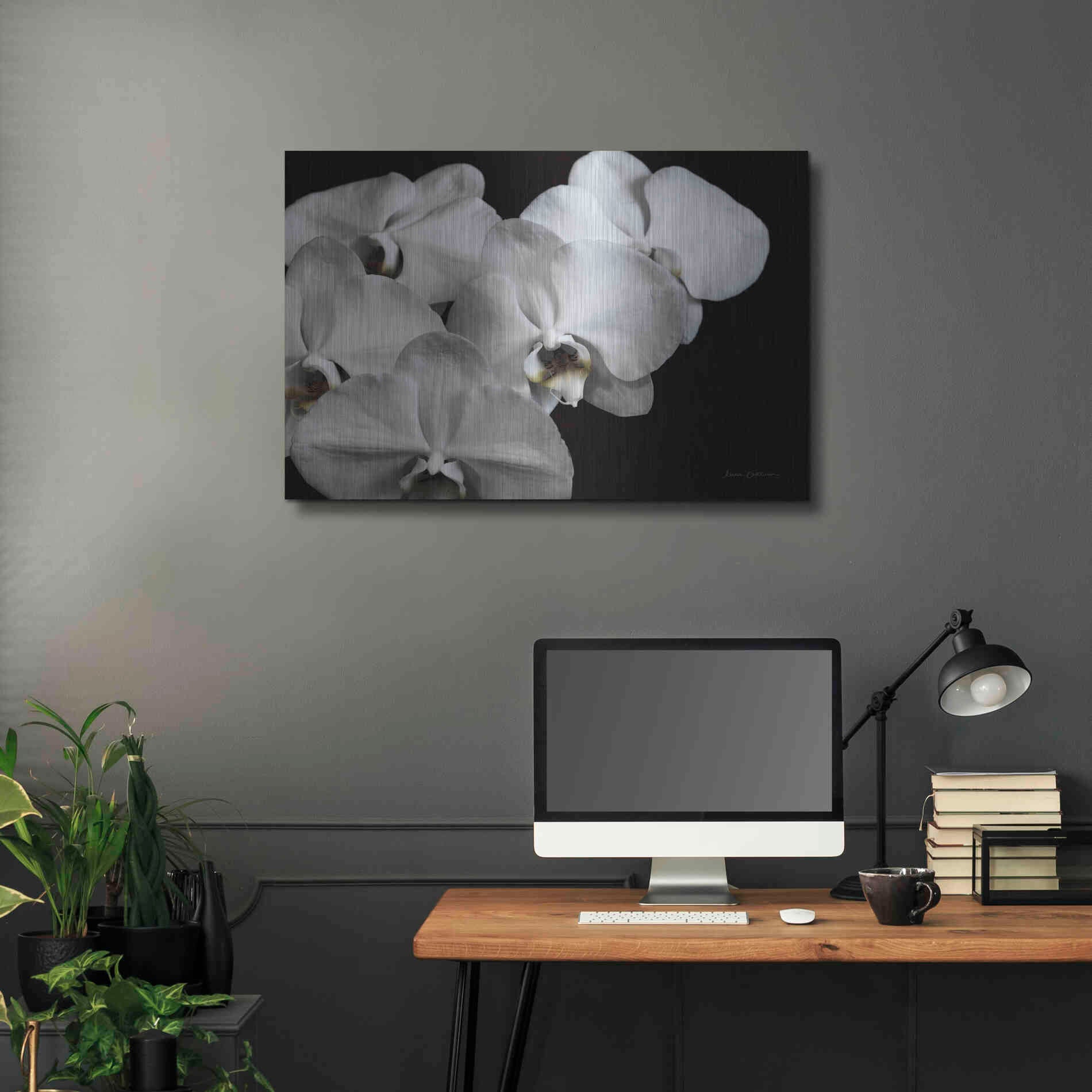 Luxe Metal Art 'White Orchid II' by Elise Catterall, Metal Wall Art,36x24