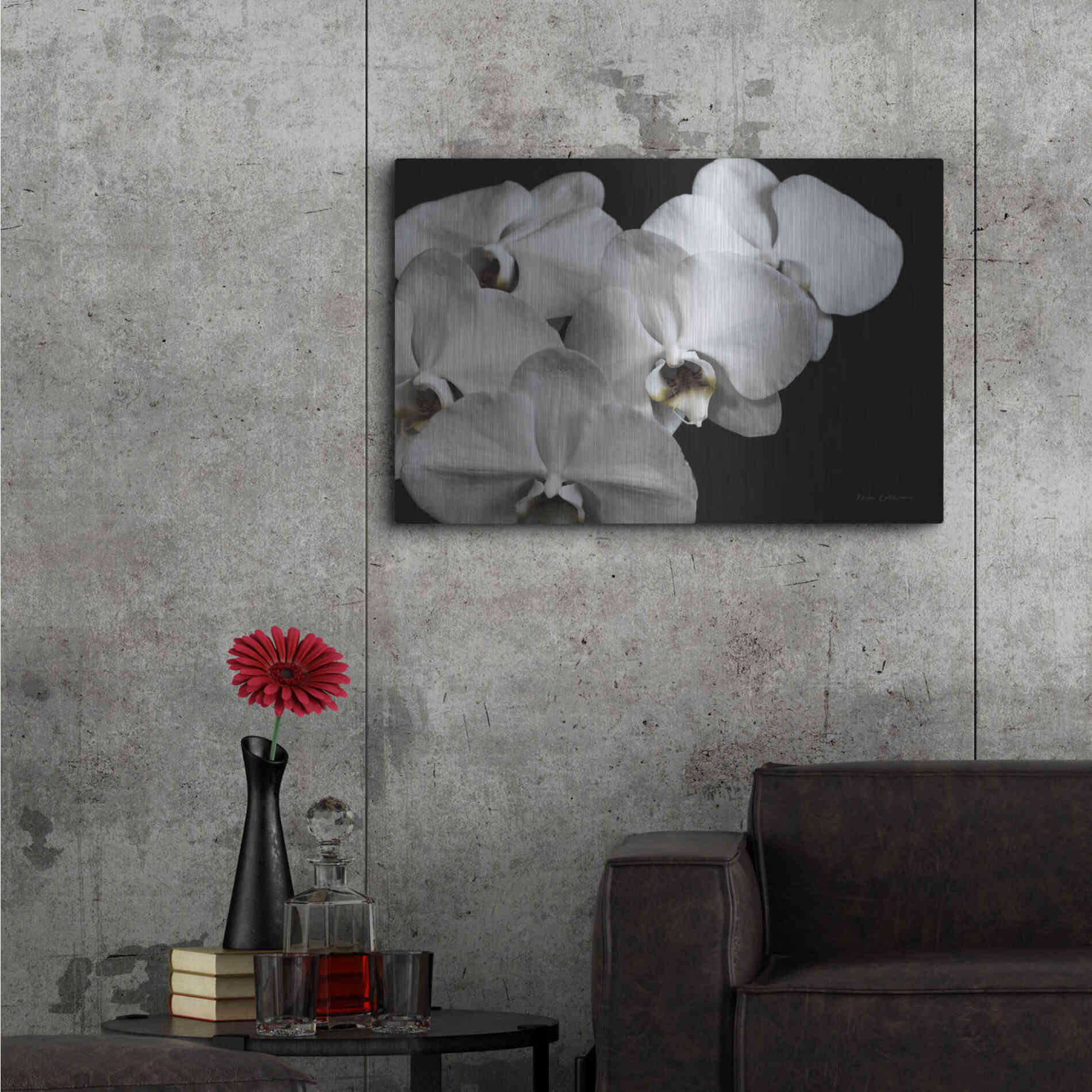 Luxe Metal Art 'White Orchid II' by Elise Catterall, Metal Wall Art,36x24