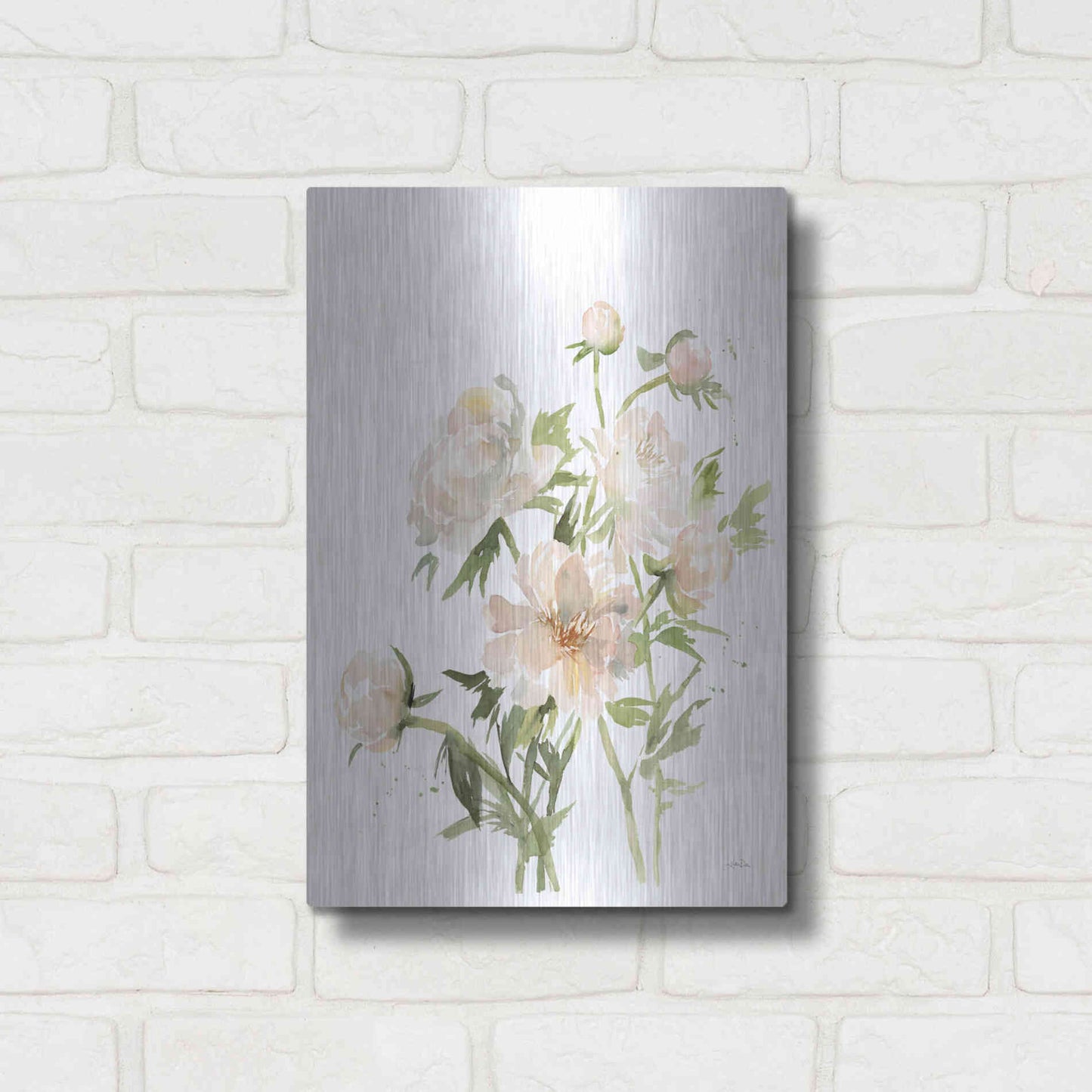 Luxe Metal Art 'Peonies II' by Katrina Pete, Metal Wall Art,12x16