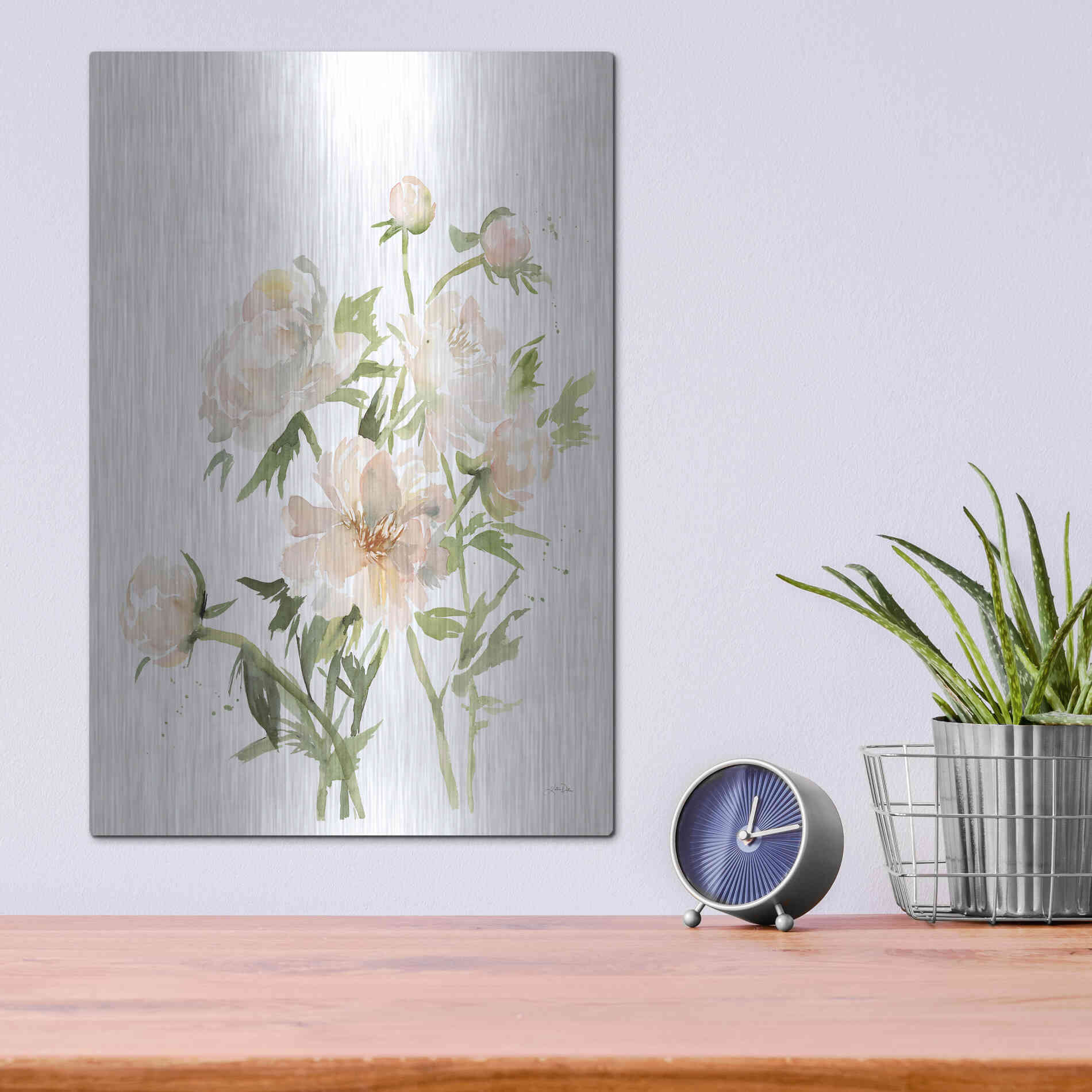 Luxe Metal Art 'Peonies II' by Katrina Pete, Metal Wall Art,12x16