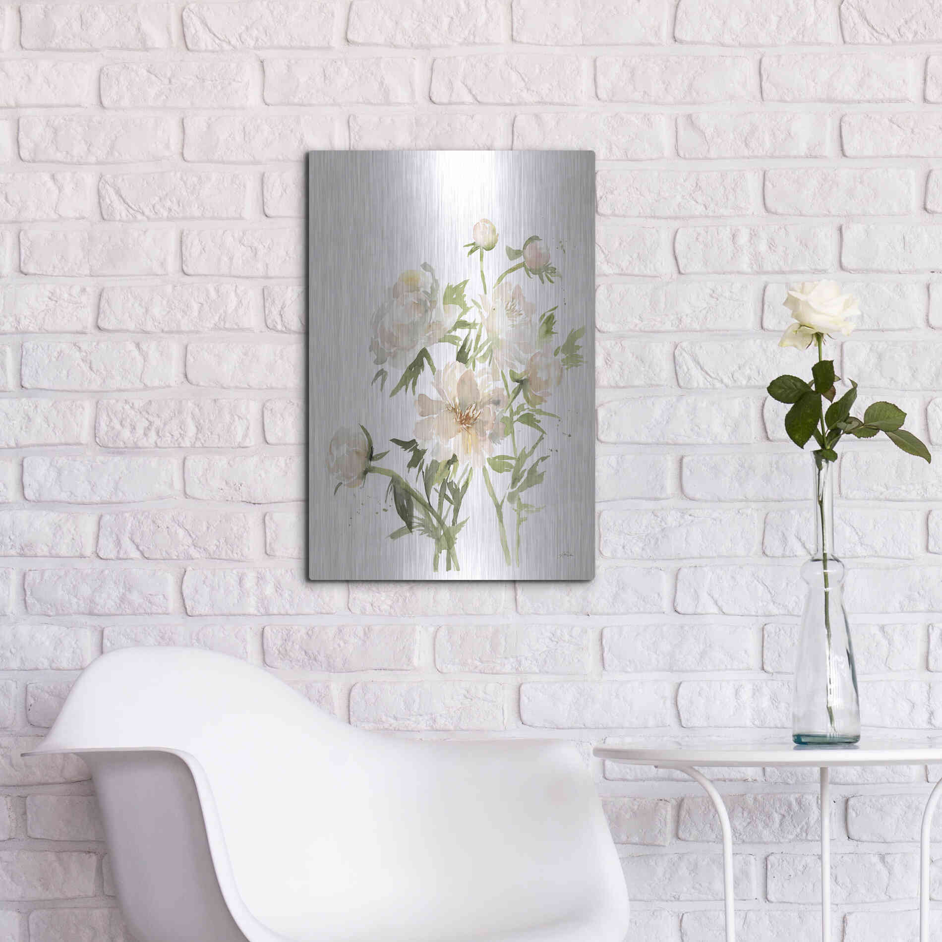 Luxe Metal Art 'Peonies II' by Katrina Pete, Metal Wall Art,16x24