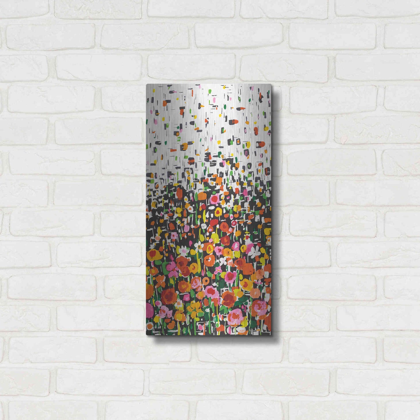 Luxe Metal Art 'Flower Shower' by Wild Apple Portfolio, Metal Wall Art,12x24