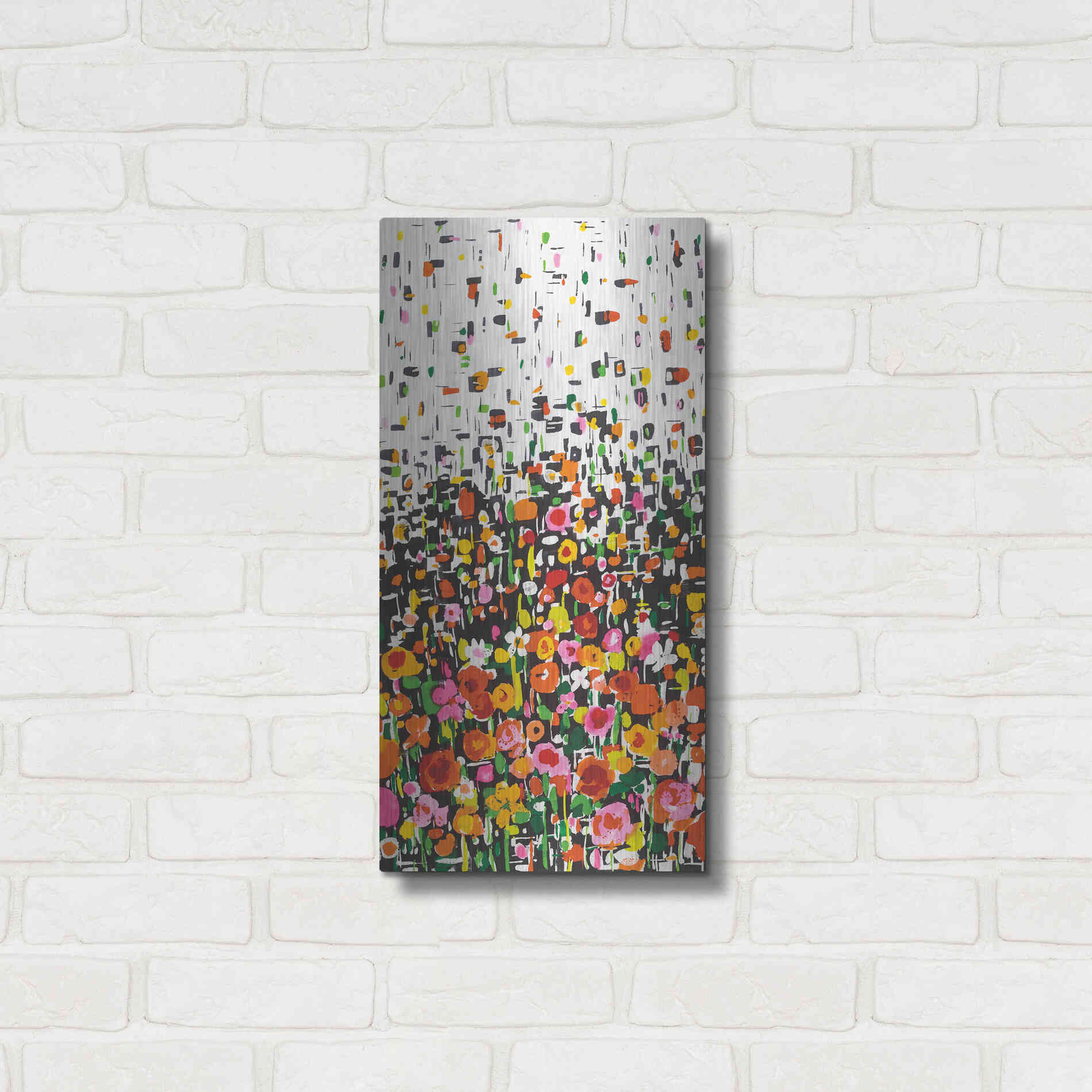 Luxe Metal Art 'Flower Shower' by Wild Apple Portfolio, Metal Wall Art,12x24