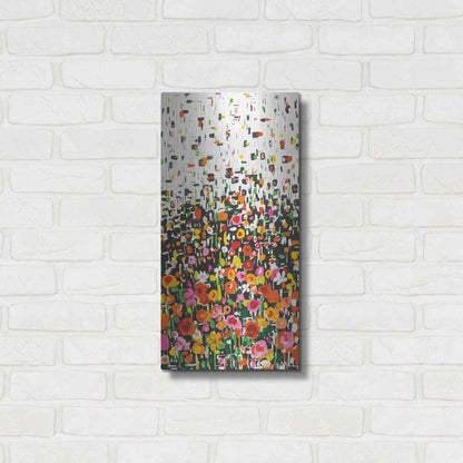 Luxe Metal Art 'Flower Shower' by Wild Apple Portfolio, Metal Wall Art,12x24