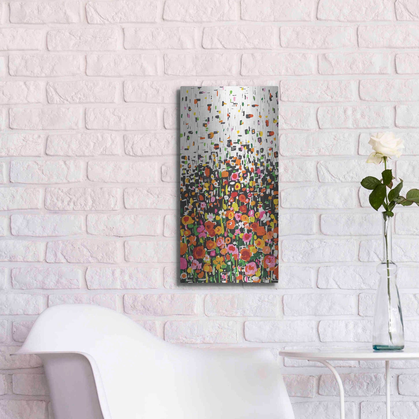 Luxe Metal Art 'Flower Shower' by Wild Apple Portfolio, Metal Wall Art,12x24