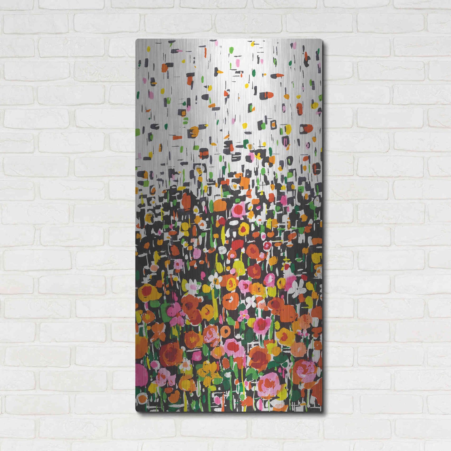 Luxe Metal Art 'Flower Shower' by Wild Apple Portfolio, Metal Wall Art,24x48