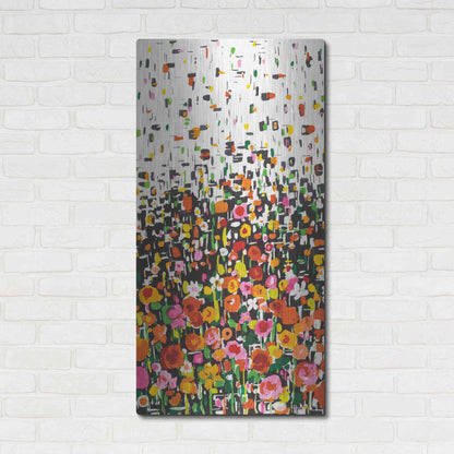 Luxe Metal Art 'Flower Shower' by Wild Apple Portfolio, Metal Wall Art,24x48