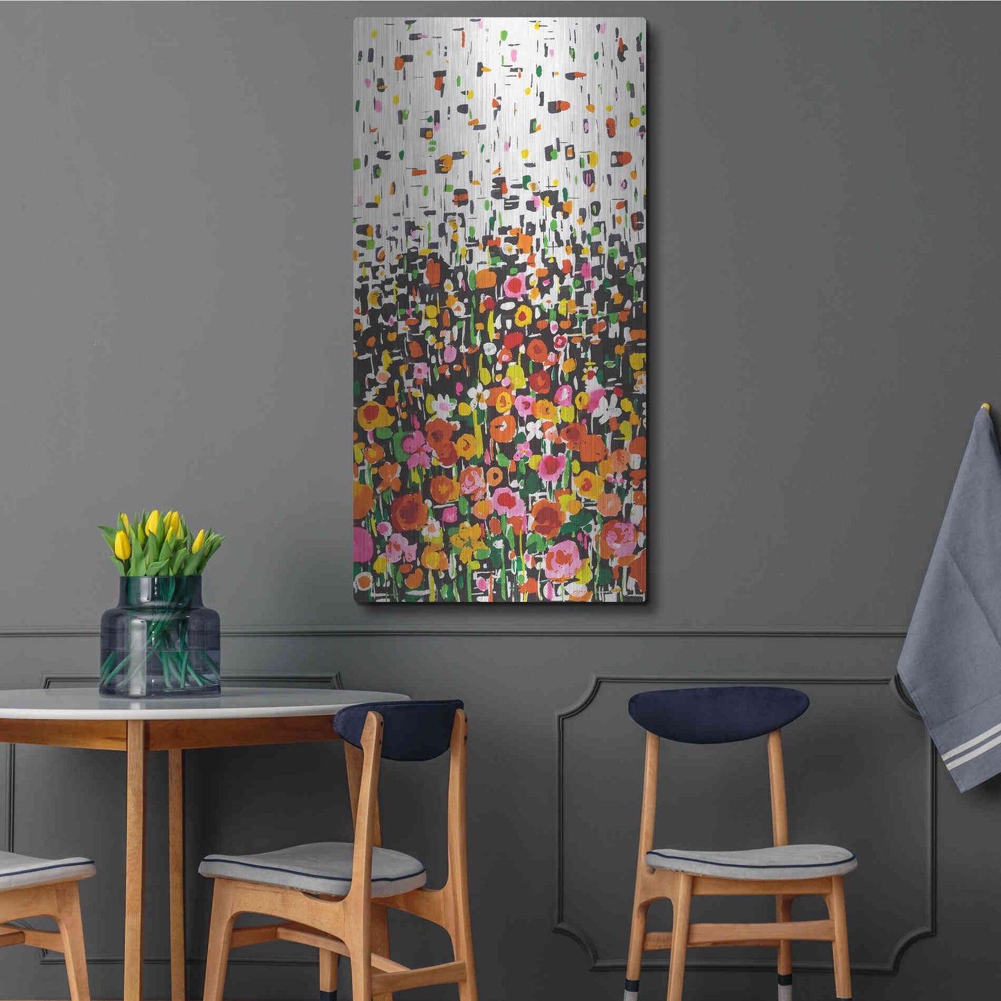 Luxe Metal Art 'Flower Shower' by Wild Apple Portfolio, Metal Wall Art,24x48