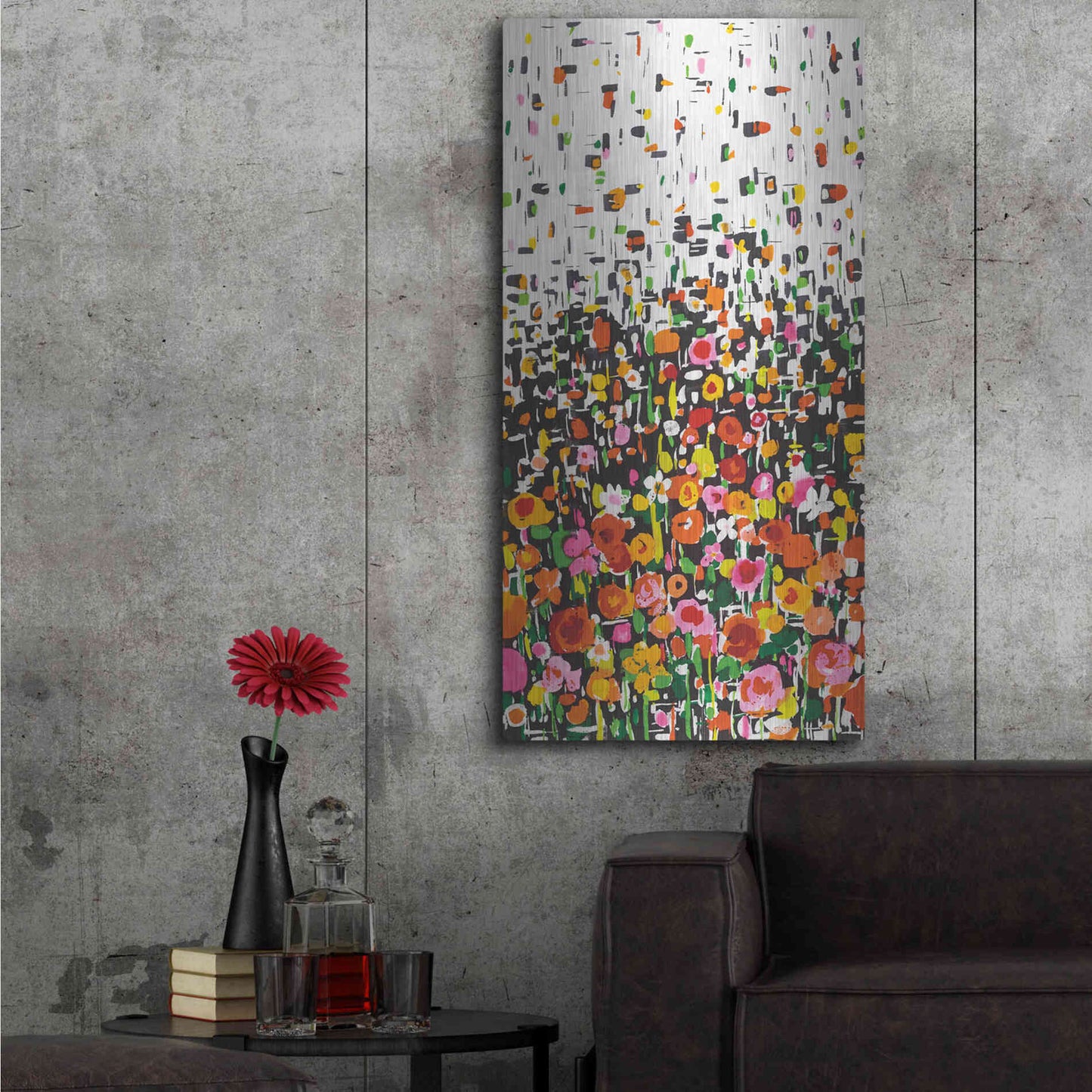 Luxe Metal Art 'Flower Shower' by Wild Apple Portfolio, Metal Wall Art,24x48