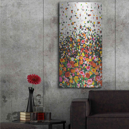 Luxe Metal Art 'Flower Shower' by Wild Apple Portfolio, Metal Wall Art,24x48