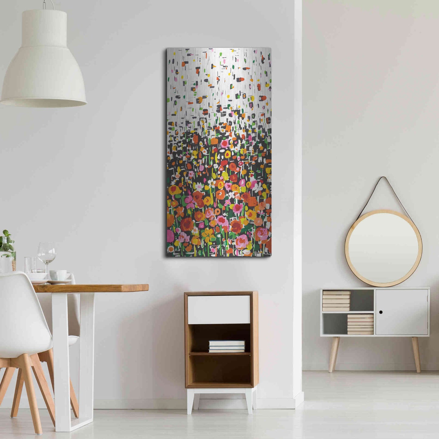 Luxe Metal Art 'Flower Shower' by Wild Apple Portfolio, Metal Wall Art,24x48