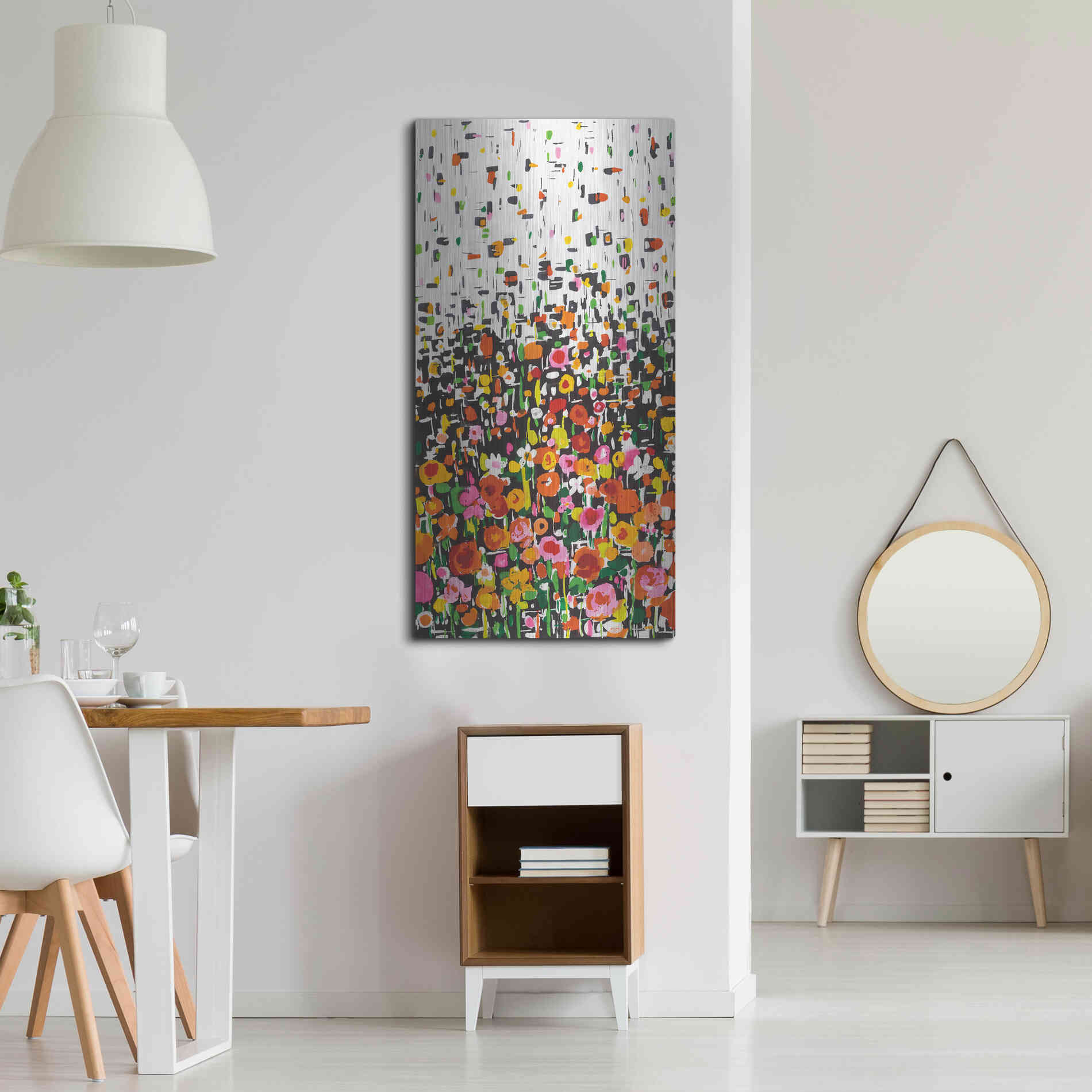 Luxe Metal Art 'Flower Shower' by Wild Apple Portfolio, Metal Wall Art,24x48