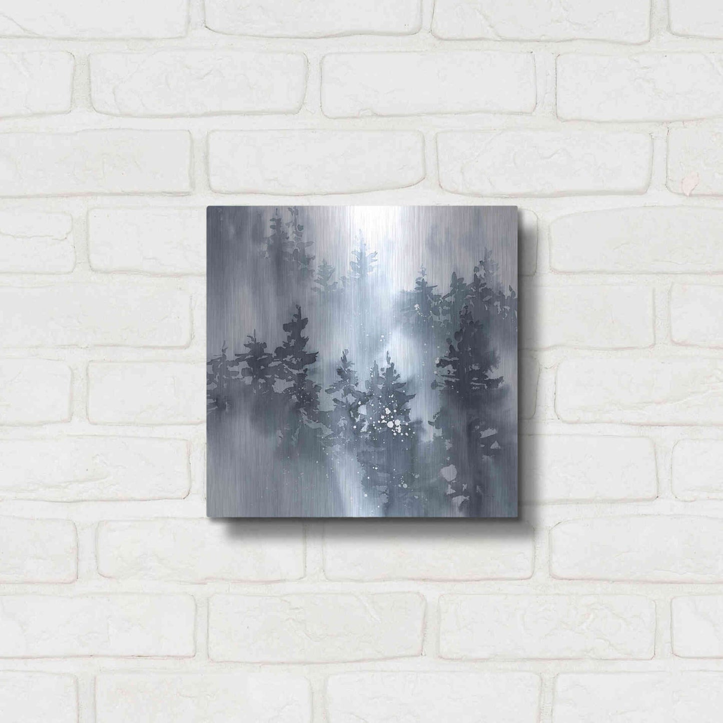 Luxe Metal Art 'Misty Forest I' by Katrina Pete, Metal Wall Art,12x12