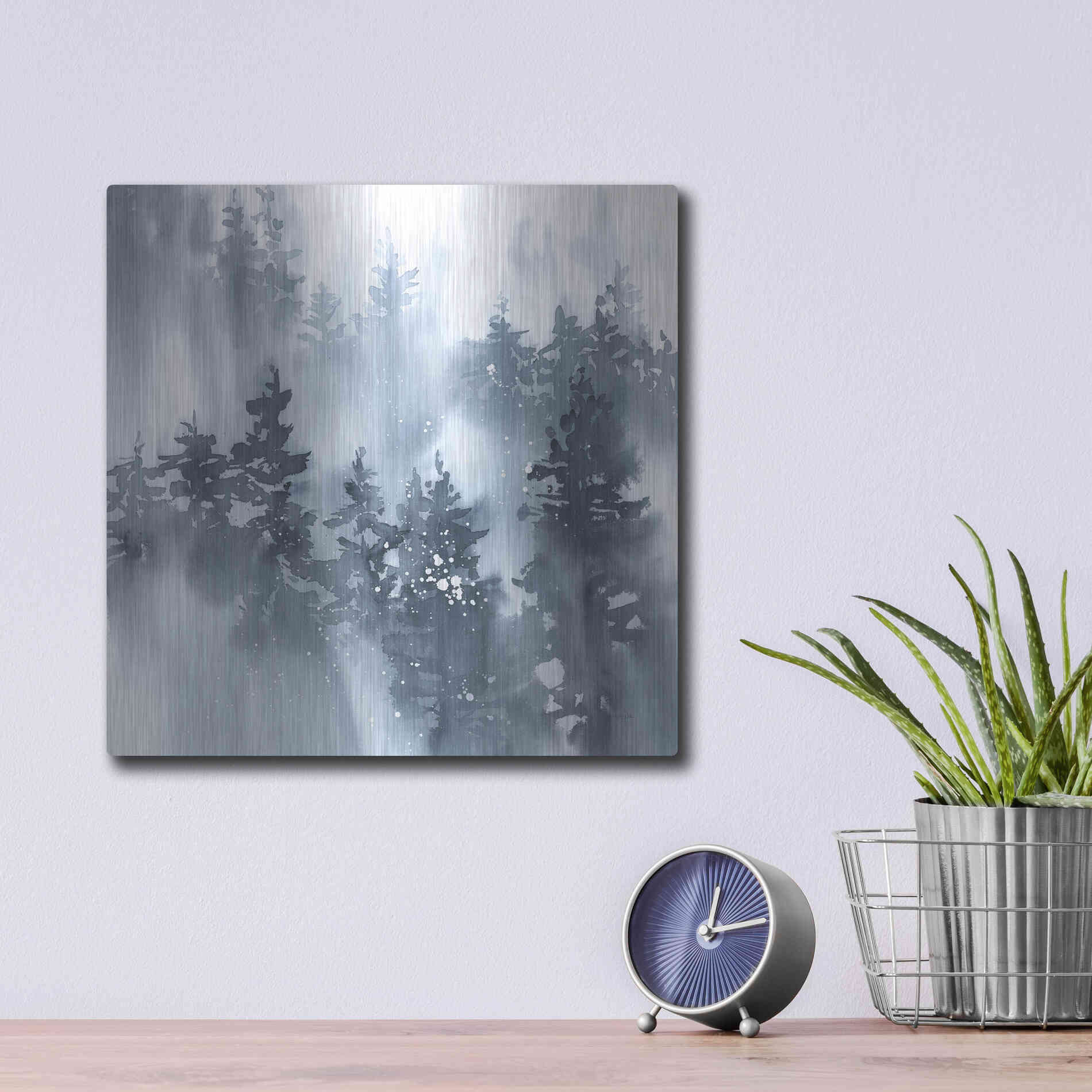 Luxe Metal Art 'Misty Forest I' by Katrina Pete, Metal Wall Art,12x12