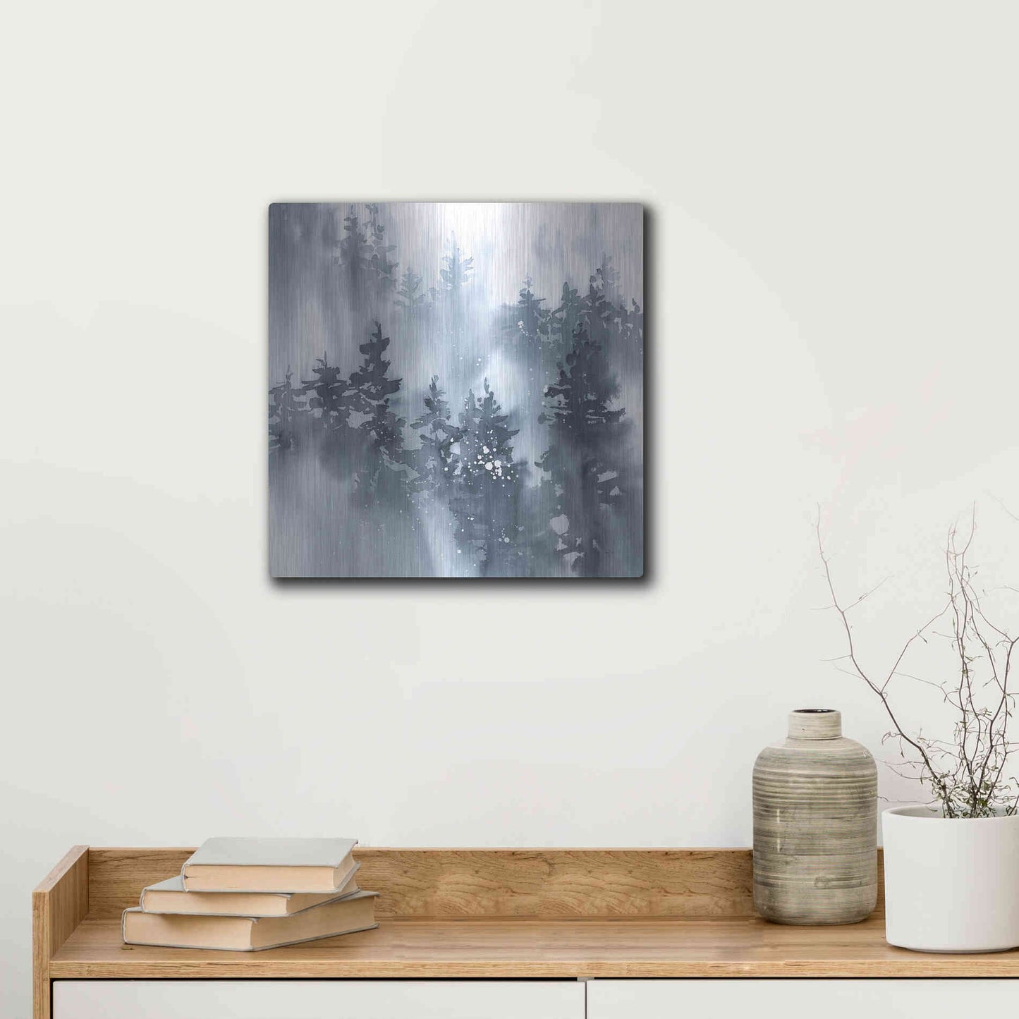 Luxe Metal Art 'Misty Forest I' by Katrina Pete, Metal Wall Art,12x12