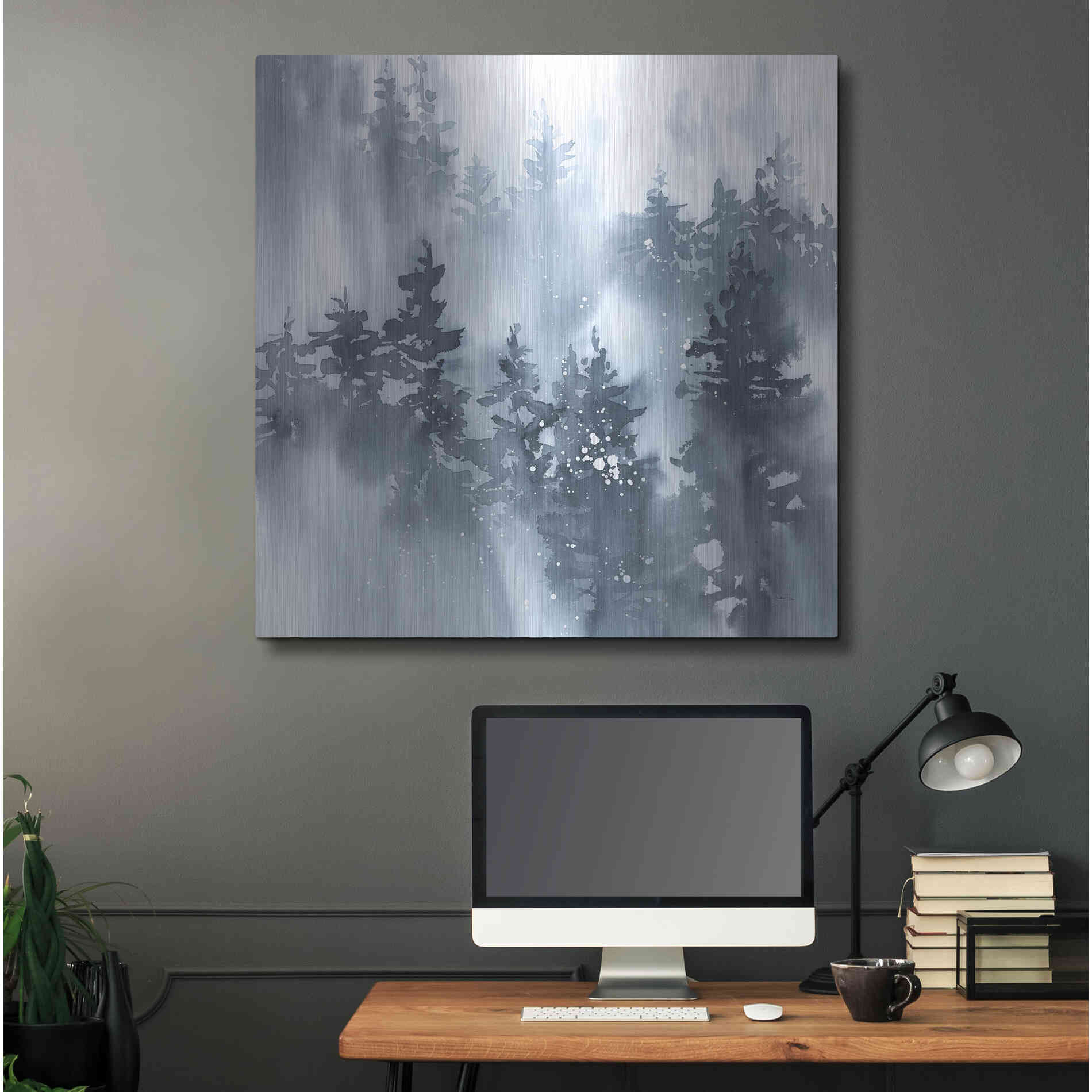 Luxe Metal Art 'Misty Forest I' by Katrina Pete, Metal Wall Art,36x36