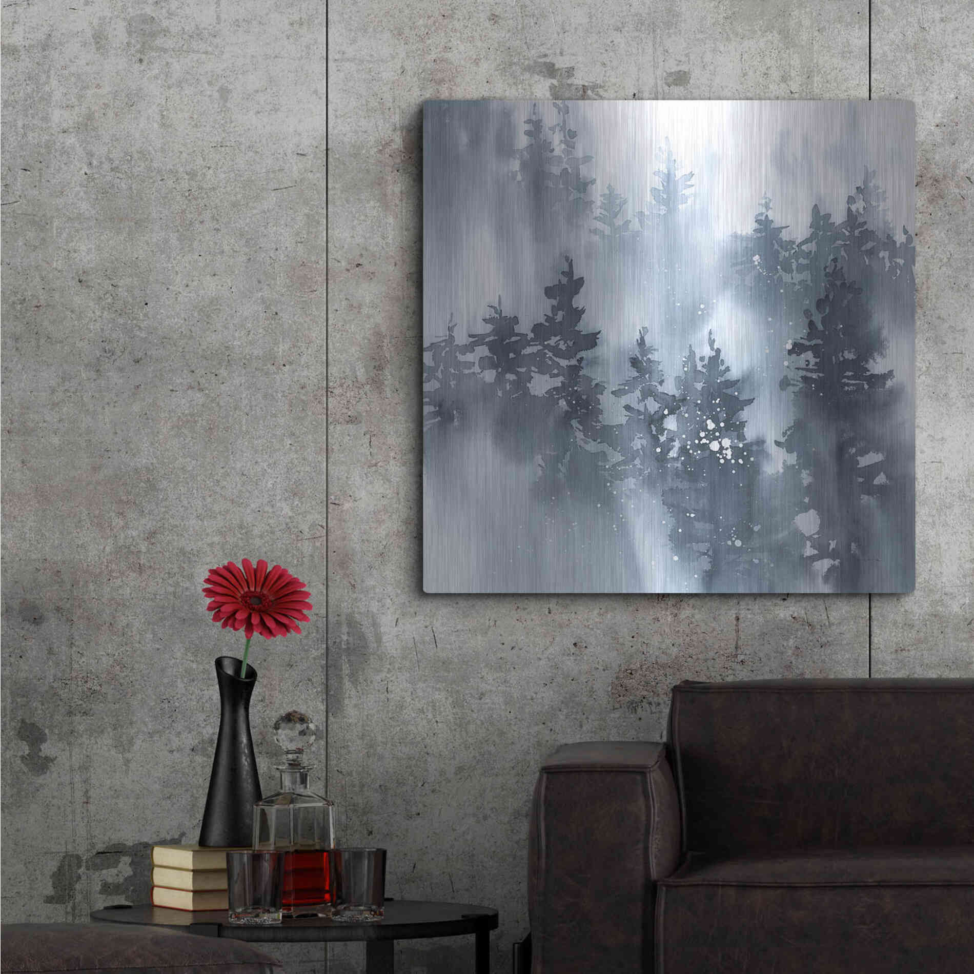 Luxe Metal Art 'Misty Forest I' by Katrina Pete, Metal Wall Art,36x36