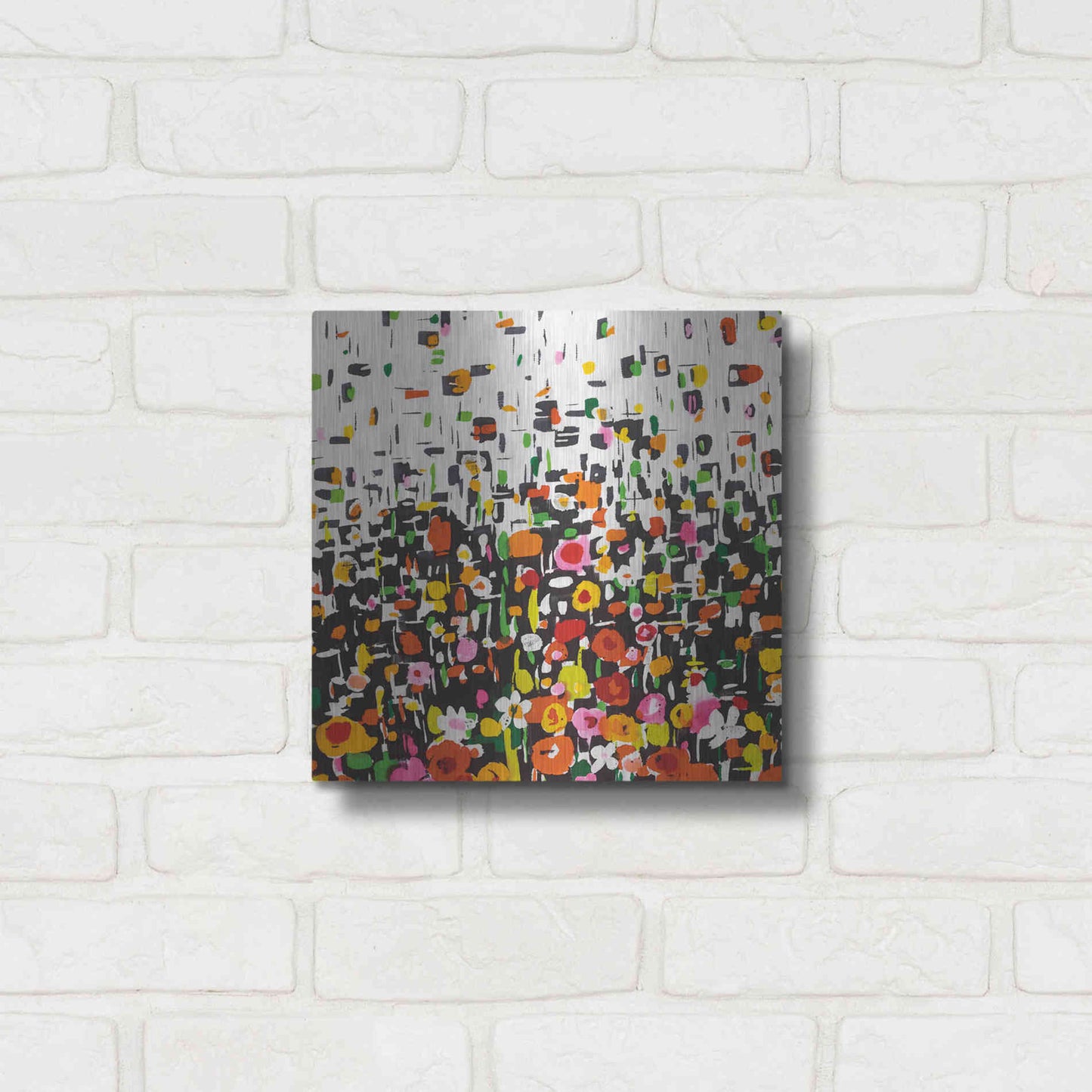 Luxe Metal Art 'Flower Shower Crop' by Wild Apple Portfolio, Metal Wall Art,12x12