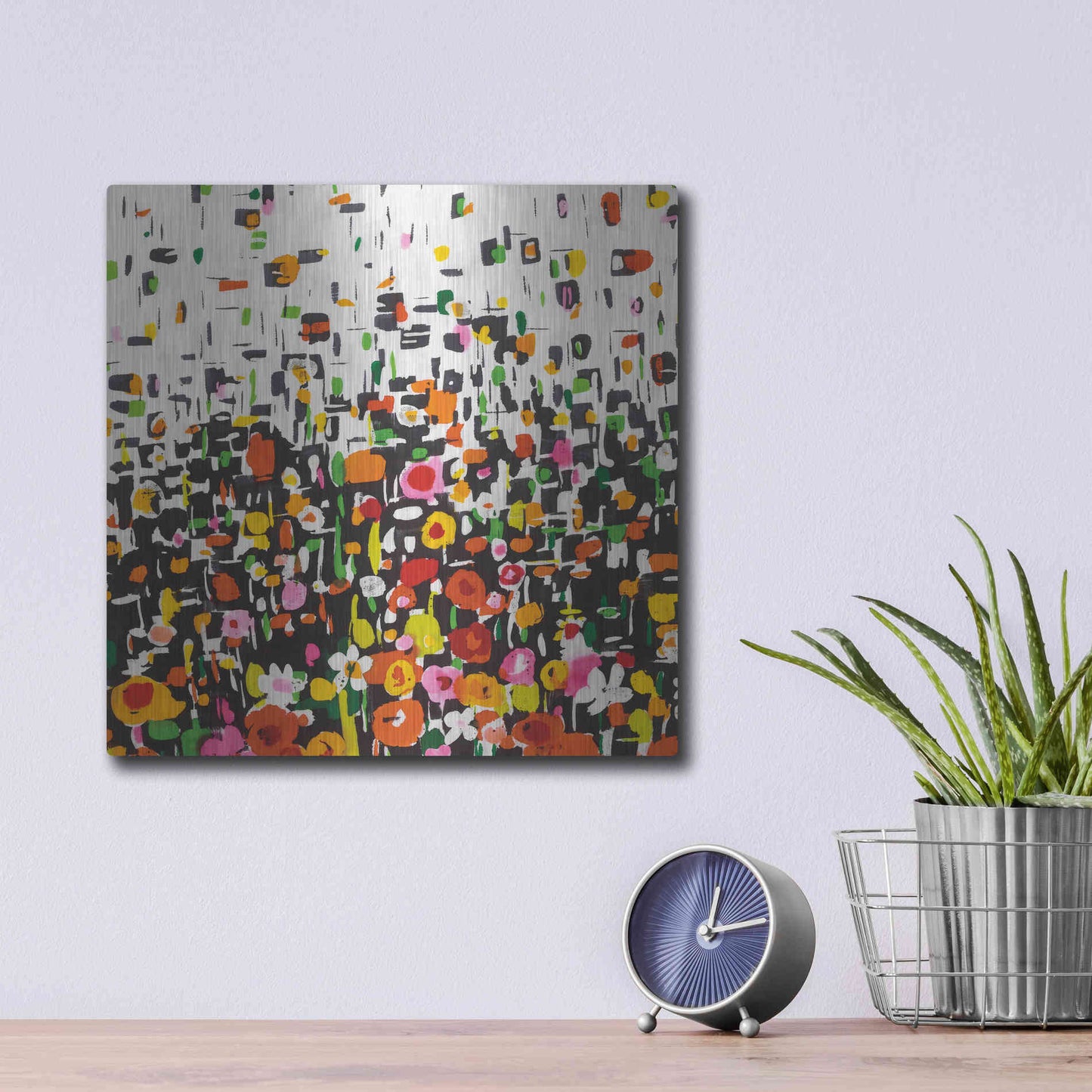 Luxe Metal Art 'Flower Shower Crop' by Wild Apple Portfolio, Metal Wall Art,12x12