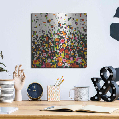 Luxe Metal Art 'Flower Shower Crop' by Wild Apple Portfolio, Metal Wall Art,12x12