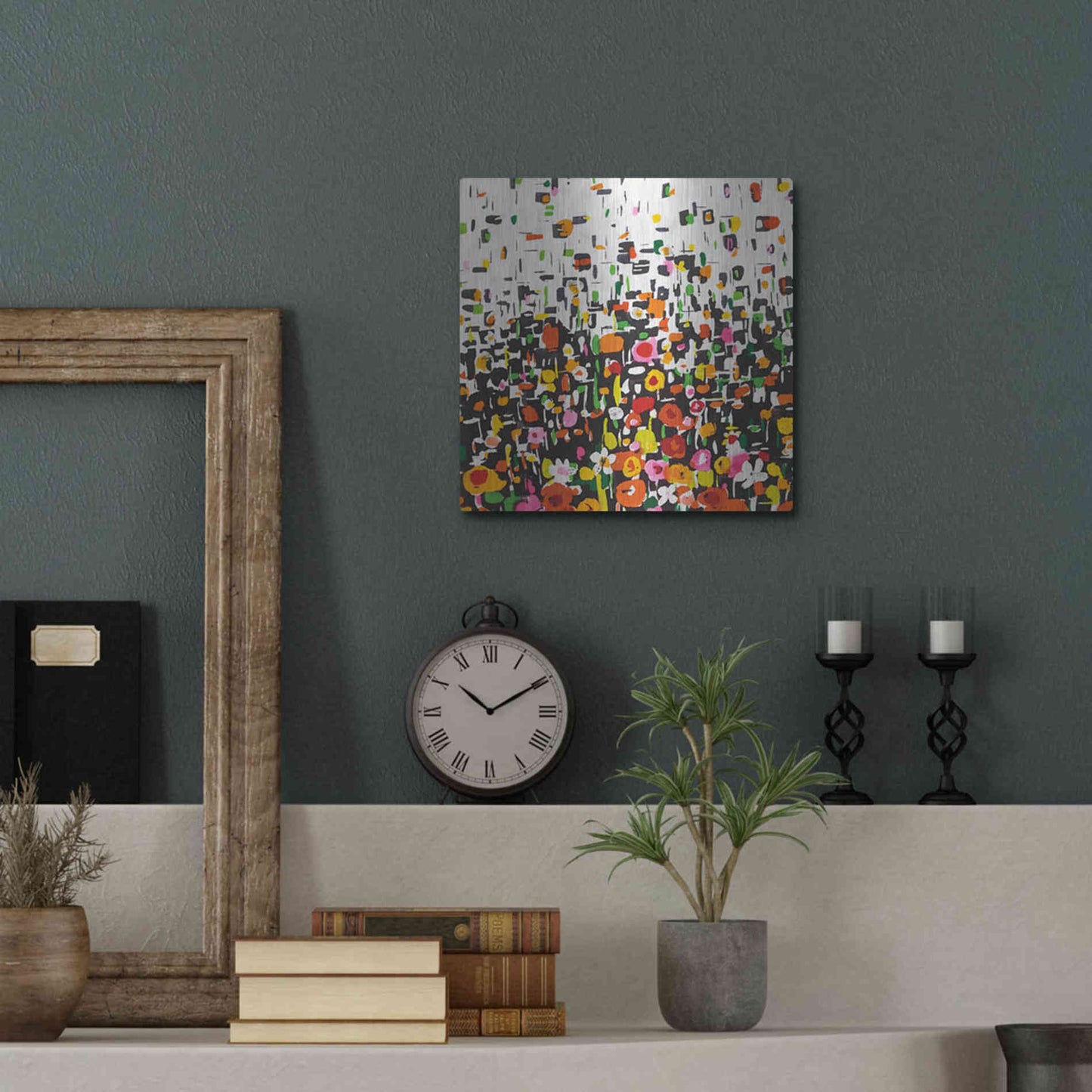Luxe Metal Art 'Flower Shower Crop' by Wild Apple Portfolio, Metal Wall Art,12x12