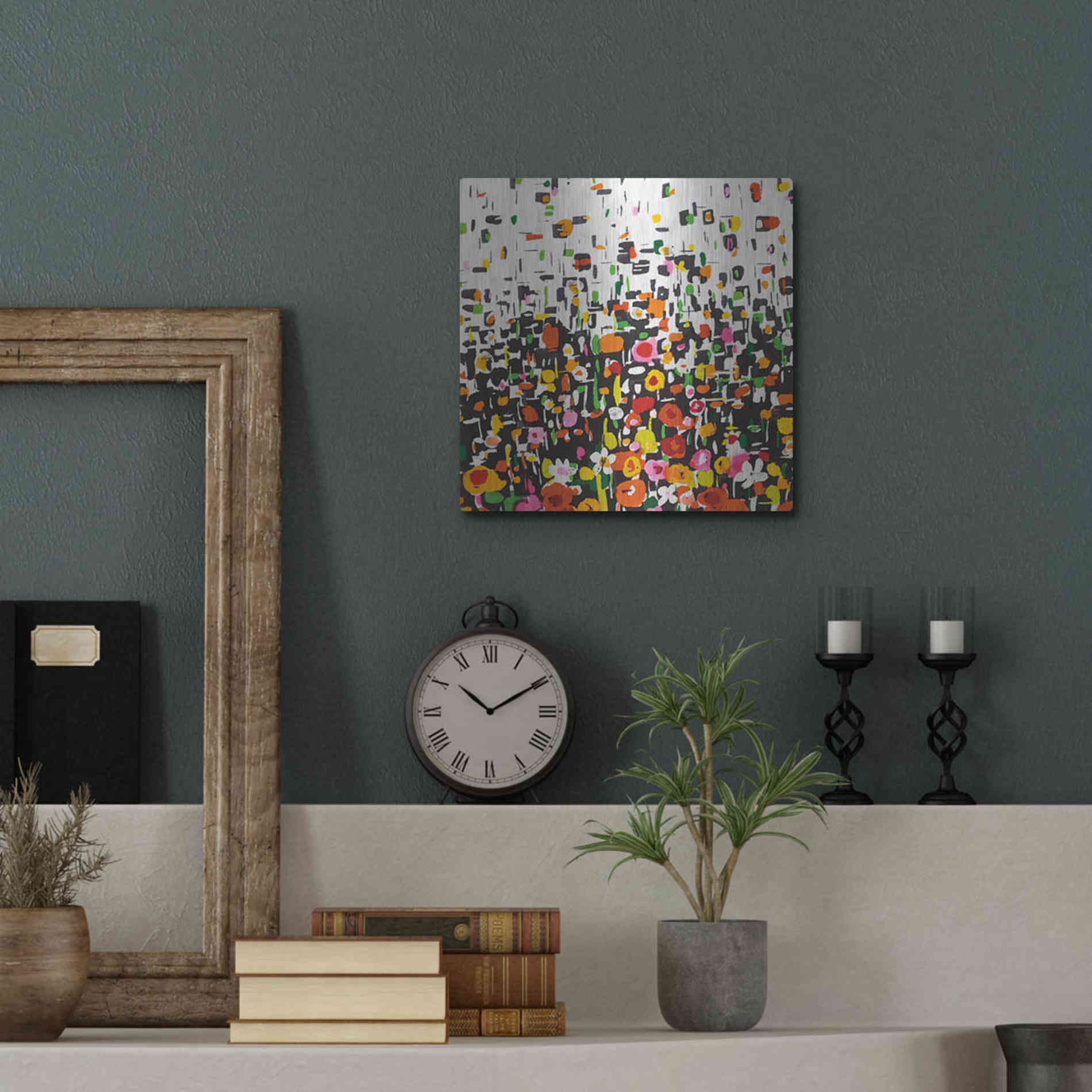 Luxe Metal Art 'Flower Shower Crop' by Wild Apple Portfolio, Metal Wall Art,12x12