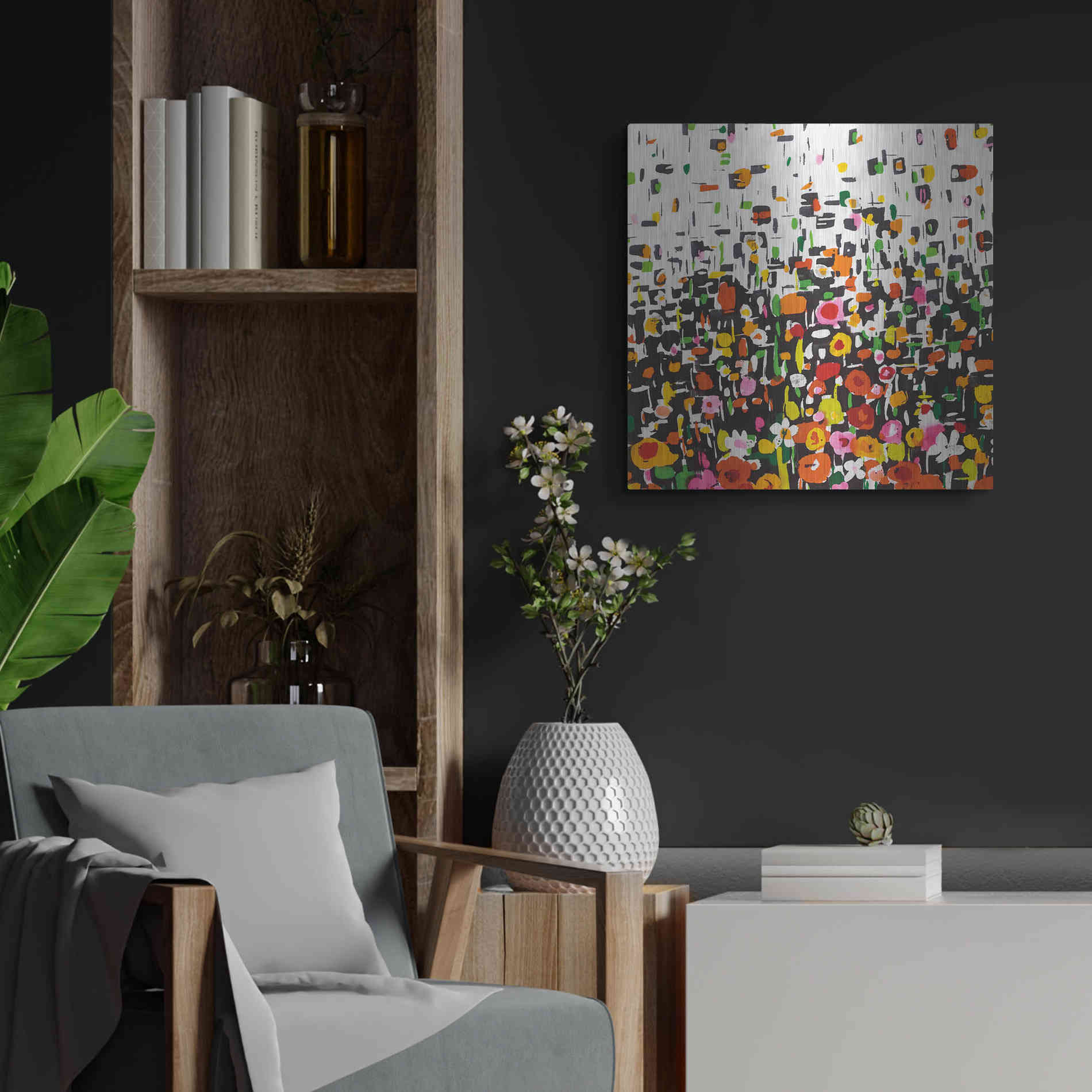 Luxe Metal Art 'Flower Shower Crop' by Wild Apple Portfolio, Metal Wall Art,24x24