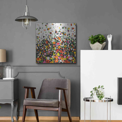 Luxe Metal Art 'Flower Shower Crop' by Wild Apple Portfolio, Metal Wall Art,24x24