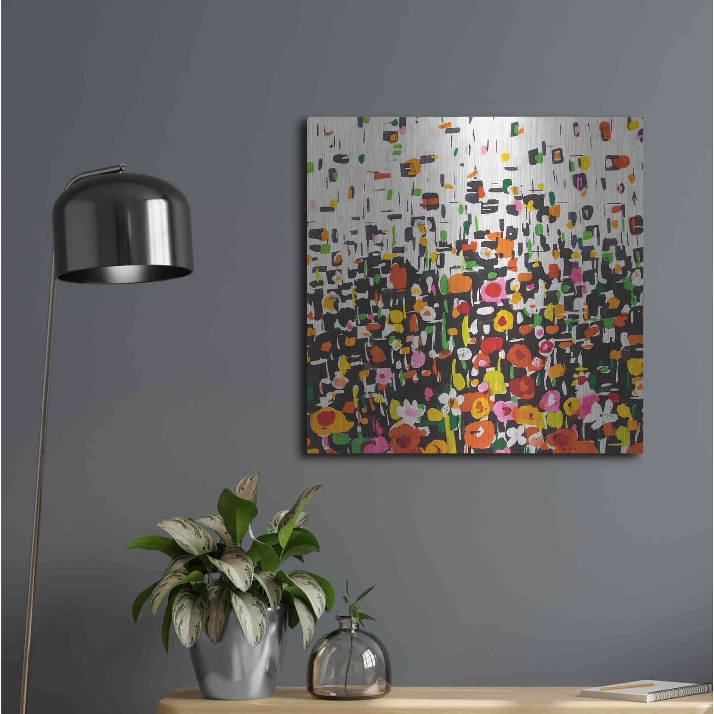 Luxe Metal Art 'Flower Shower Crop' by Wild Apple Portfolio, Metal Wall Art,24x24