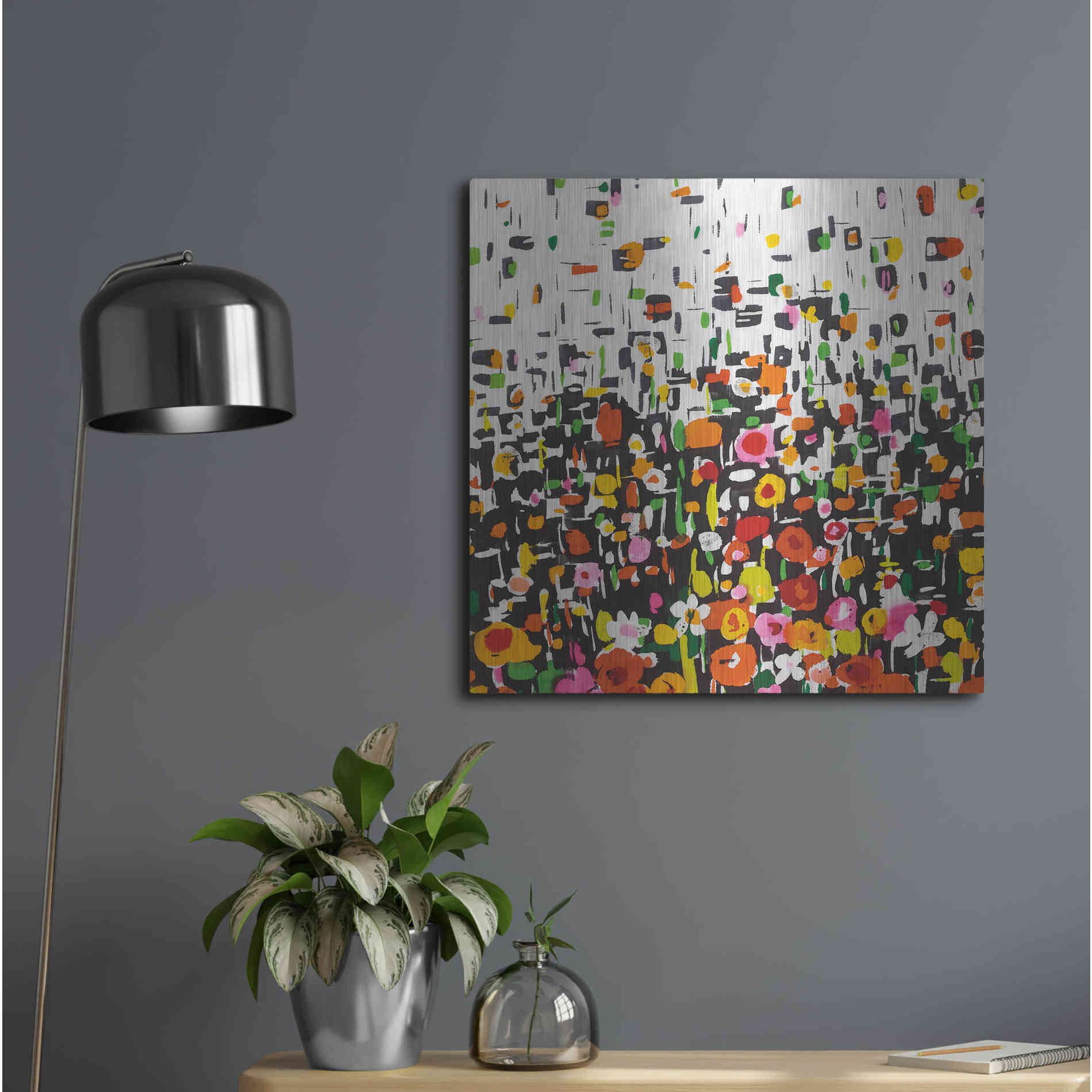 Luxe Metal Art 'Flower Shower Crop' by Wild Apple Portfolio, Metal Wall Art,24x24