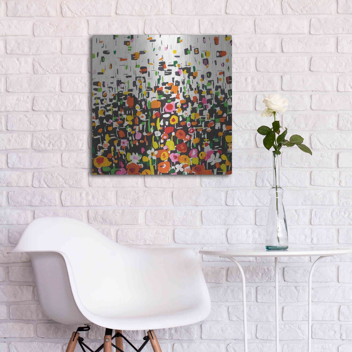 Luxe Metal Art 'Flower Shower Crop' by Wild Apple Portfolio, Metal Wall Art,24x24