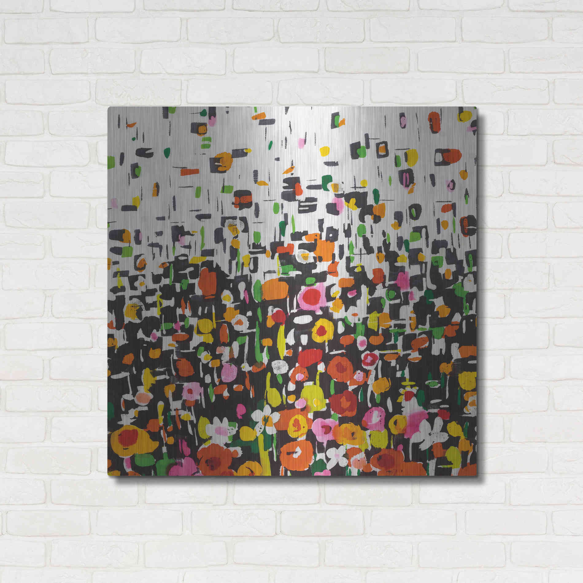 Luxe Metal Art 'Flower Shower Crop' by Wild Apple Portfolio, Metal Wall Art,36x36