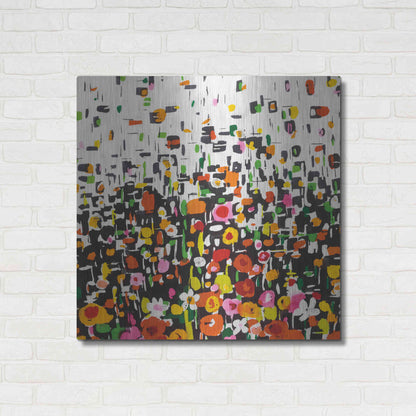 Luxe Metal Art 'Flower Shower Crop' by Wild Apple Portfolio, Metal Wall Art,36x36