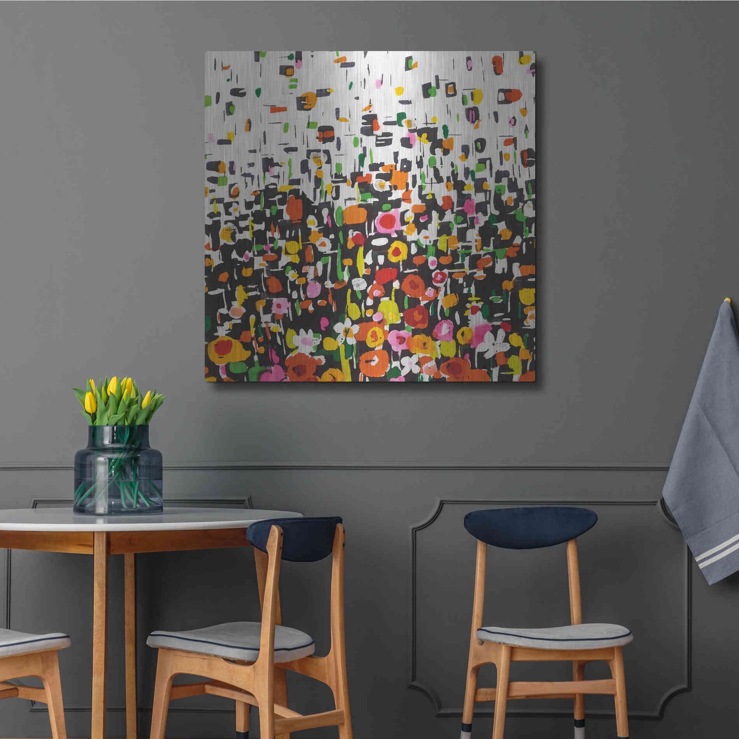 Luxe Metal Art 'Flower Shower Crop' by Wild Apple Portfolio, Metal Wall Art,36x36