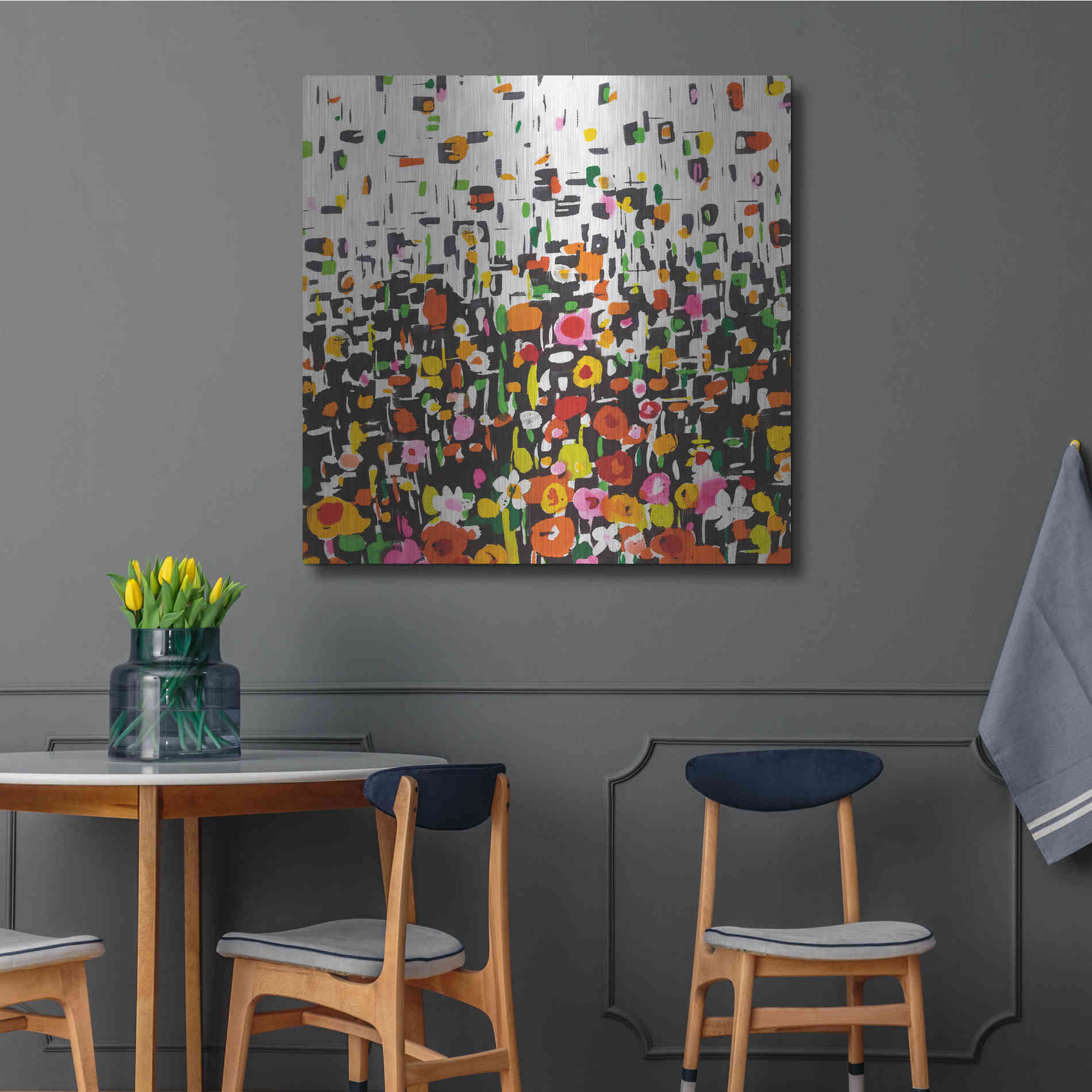 Luxe Metal Art 'Flower Shower Crop' by Wild Apple Portfolio, Metal Wall Art,36x36