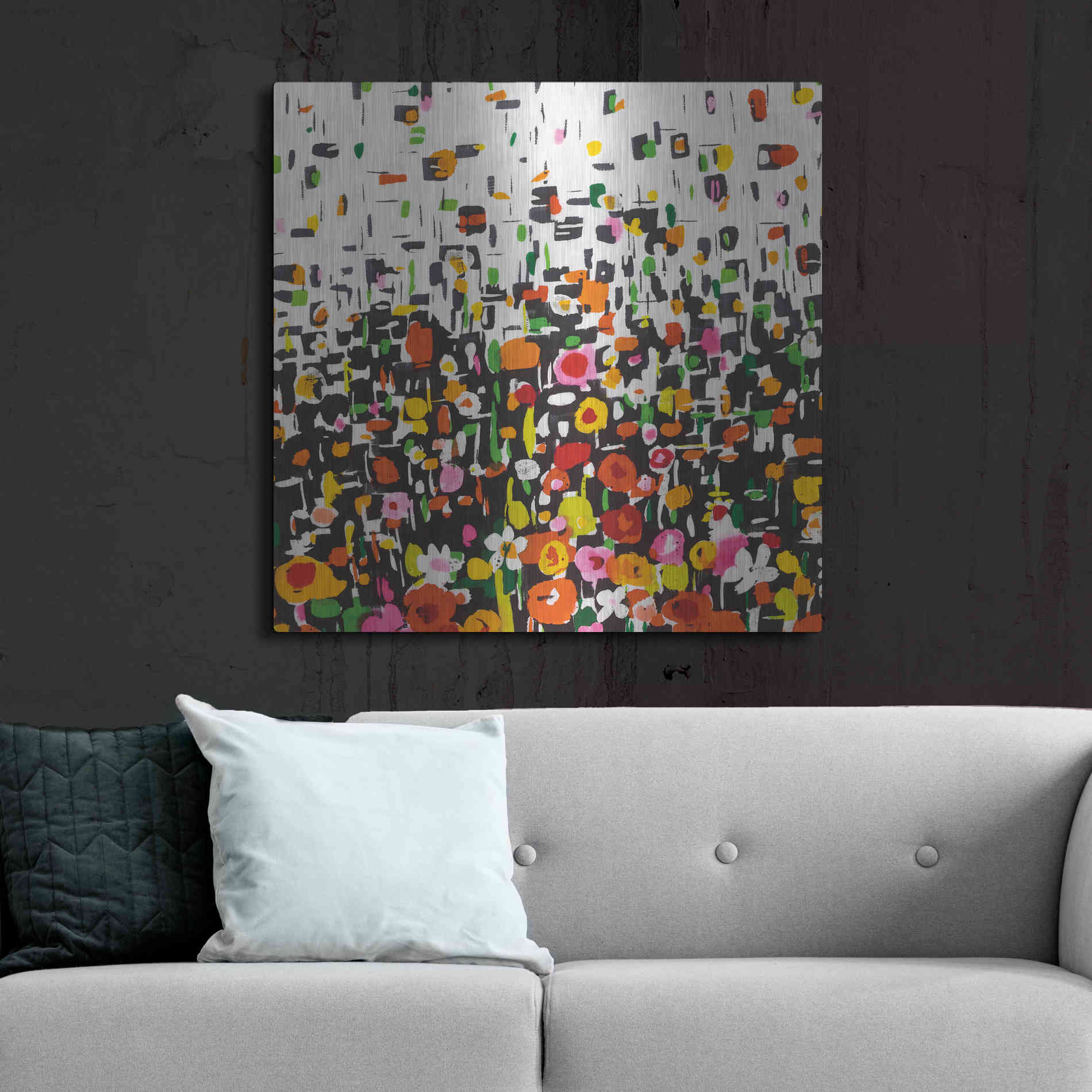 Luxe Metal Art 'Flower Shower Crop' by Wild Apple Portfolio, Metal Wall Art,36x36