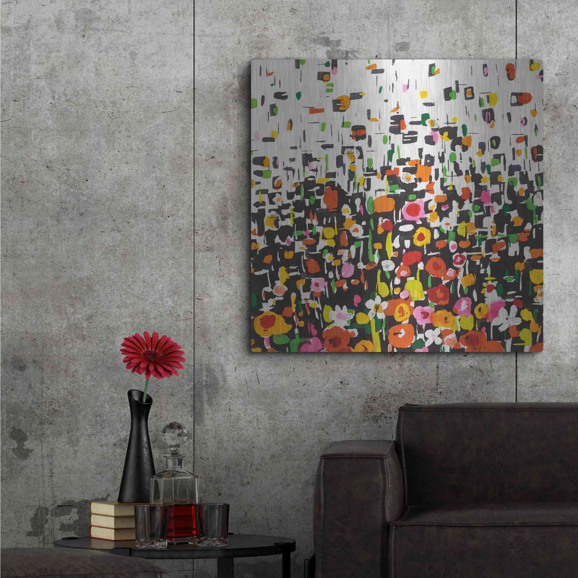 Luxe Metal Art 'Flower Shower Crop' by Wild Apple Portfolio, Metal Wall Art,36x36