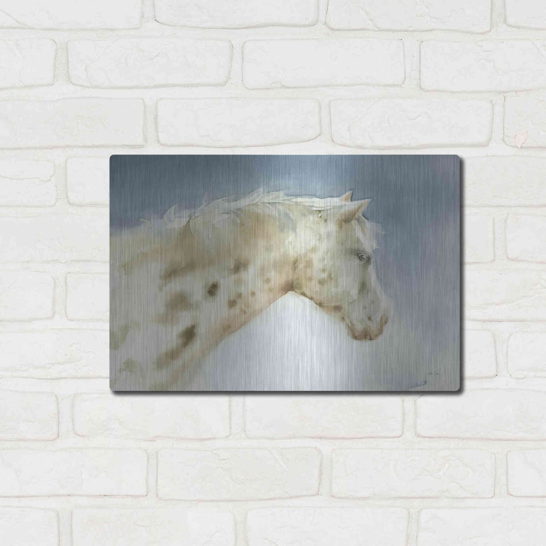 Luxe Metal Art 'Dapple Gray Horse' by Katrina Pete, Metal Wall Art,16x12