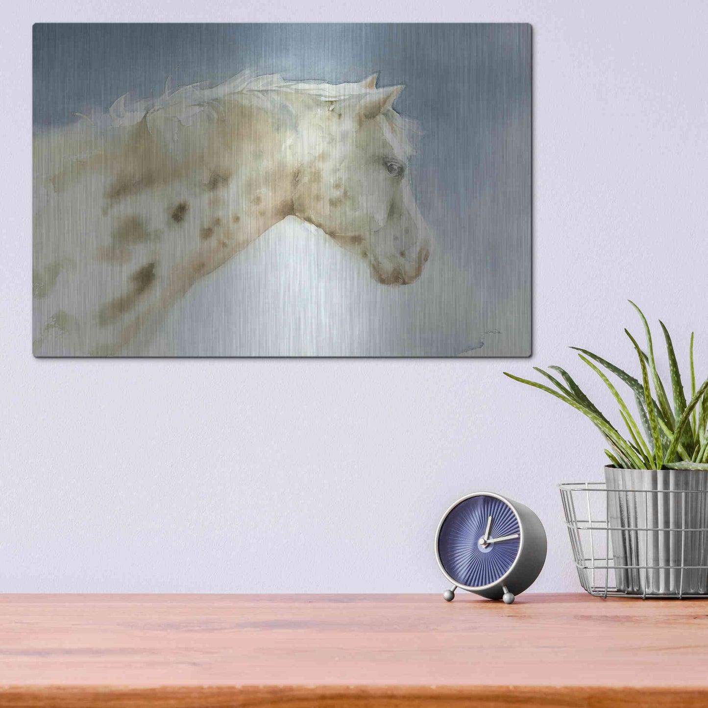 Luxe Metal Art 'Dapple Gray Horse' by Katrina Pete, Metal Wall Art,16x12