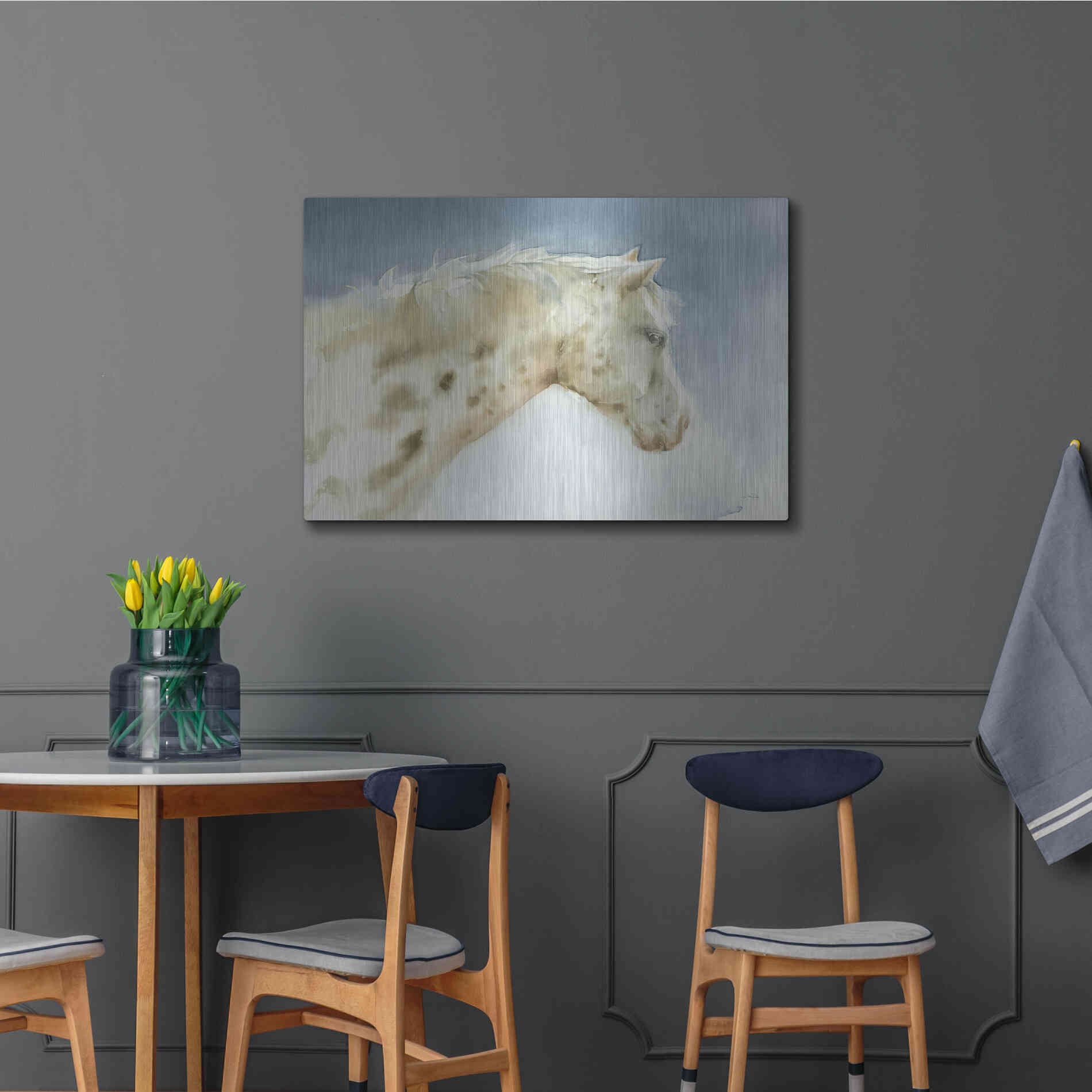 Luxe Metal Art 'Dapple Gray Horse' by Katrina Pete, Metal Wall Art,36x24